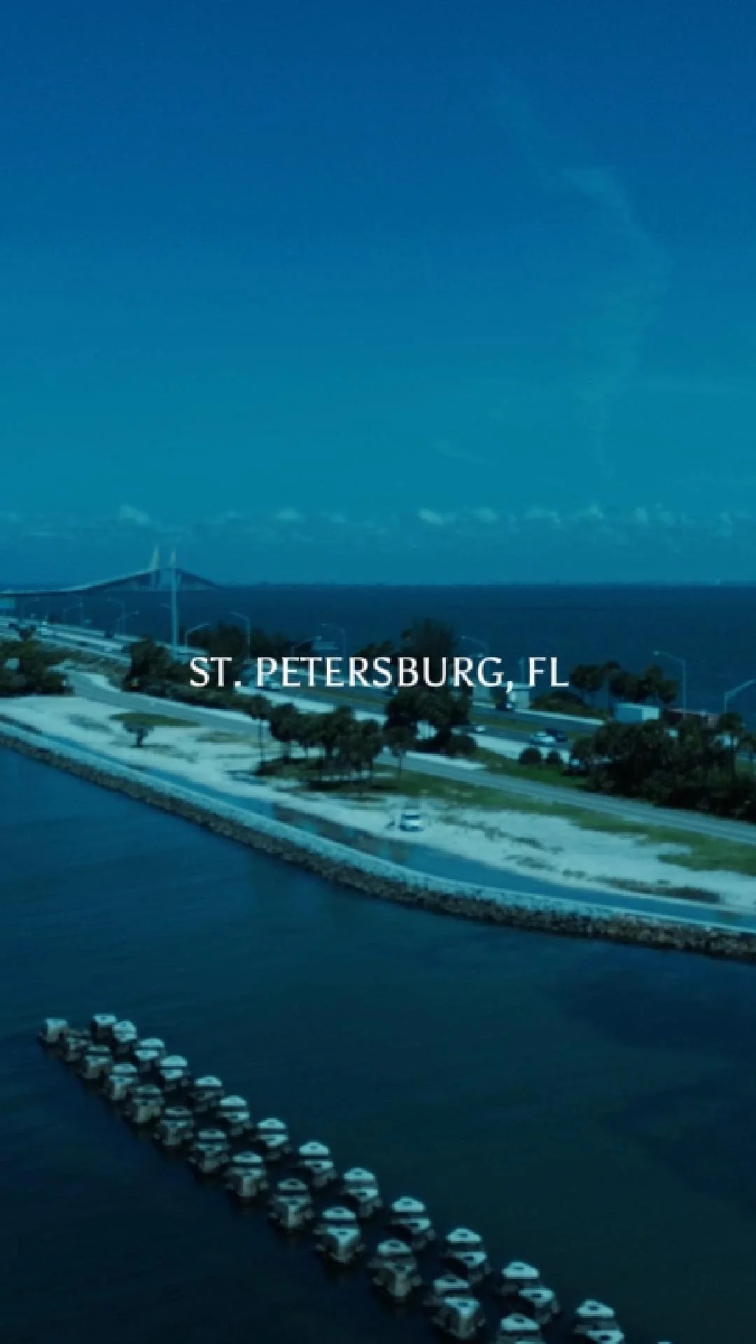 Aerial view of Skyway Bridge in St. Petersburg, Florida