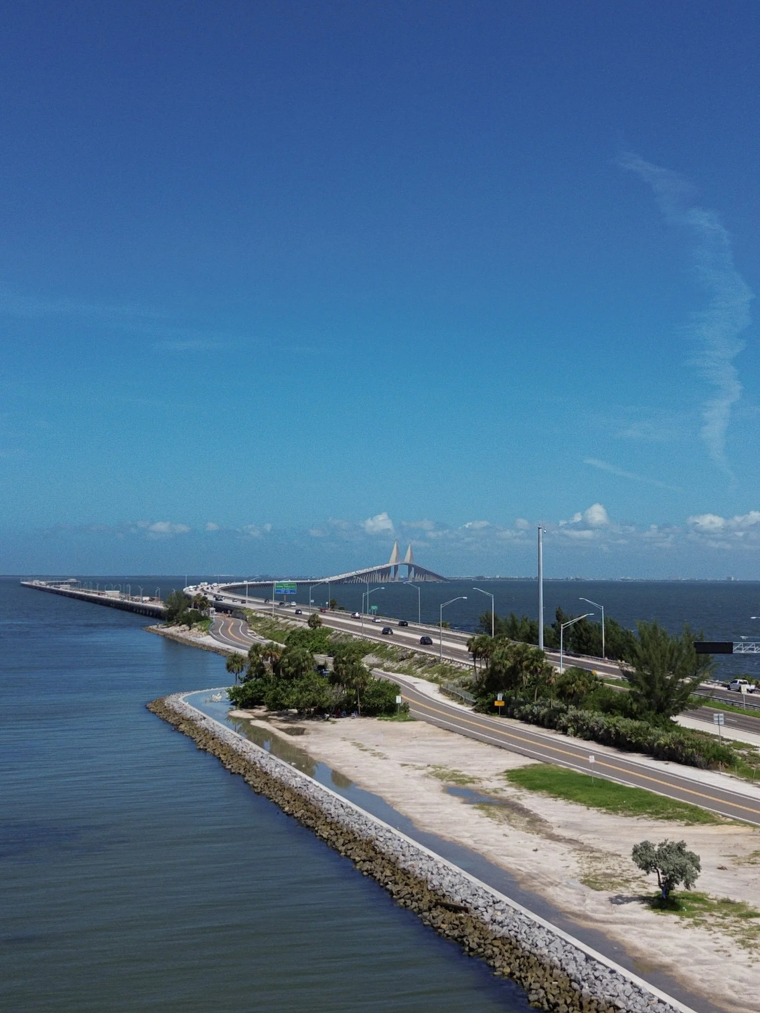 aerial view of Skyway Bridge St. Petersburg, FL