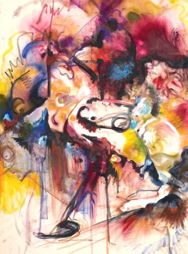 'Im Broke - so I only have one canvas to expel on - excuse the mess'
Oil and mixed media on Canvas
80 x 130 cm 
2025 