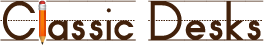 Text logo reading 'Classic Desks' in brown and orange.
