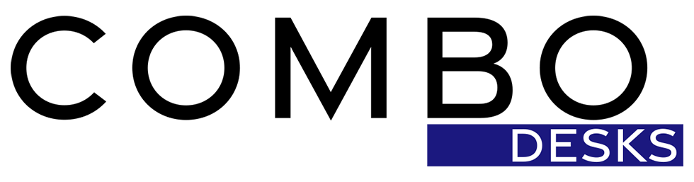 Combo Desks logo with the word 'DESKS' in a blue box on the right side.