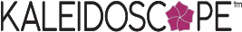 Kaleidoscope logo with purple flower icon.