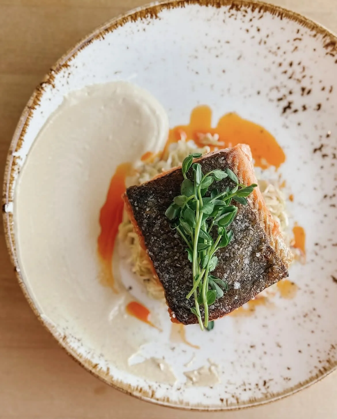 Pea Shoots on Salmon ( at Crafted)