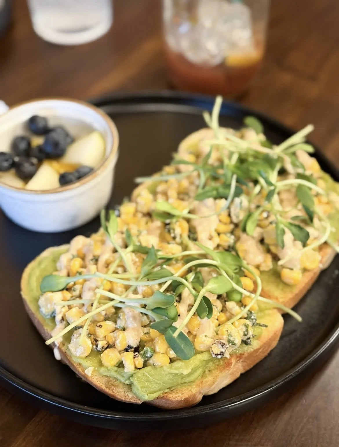 Sunflower on Avacado Toast (at Oak Creek Distillery)