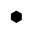 A white hexagon outline on a black background.