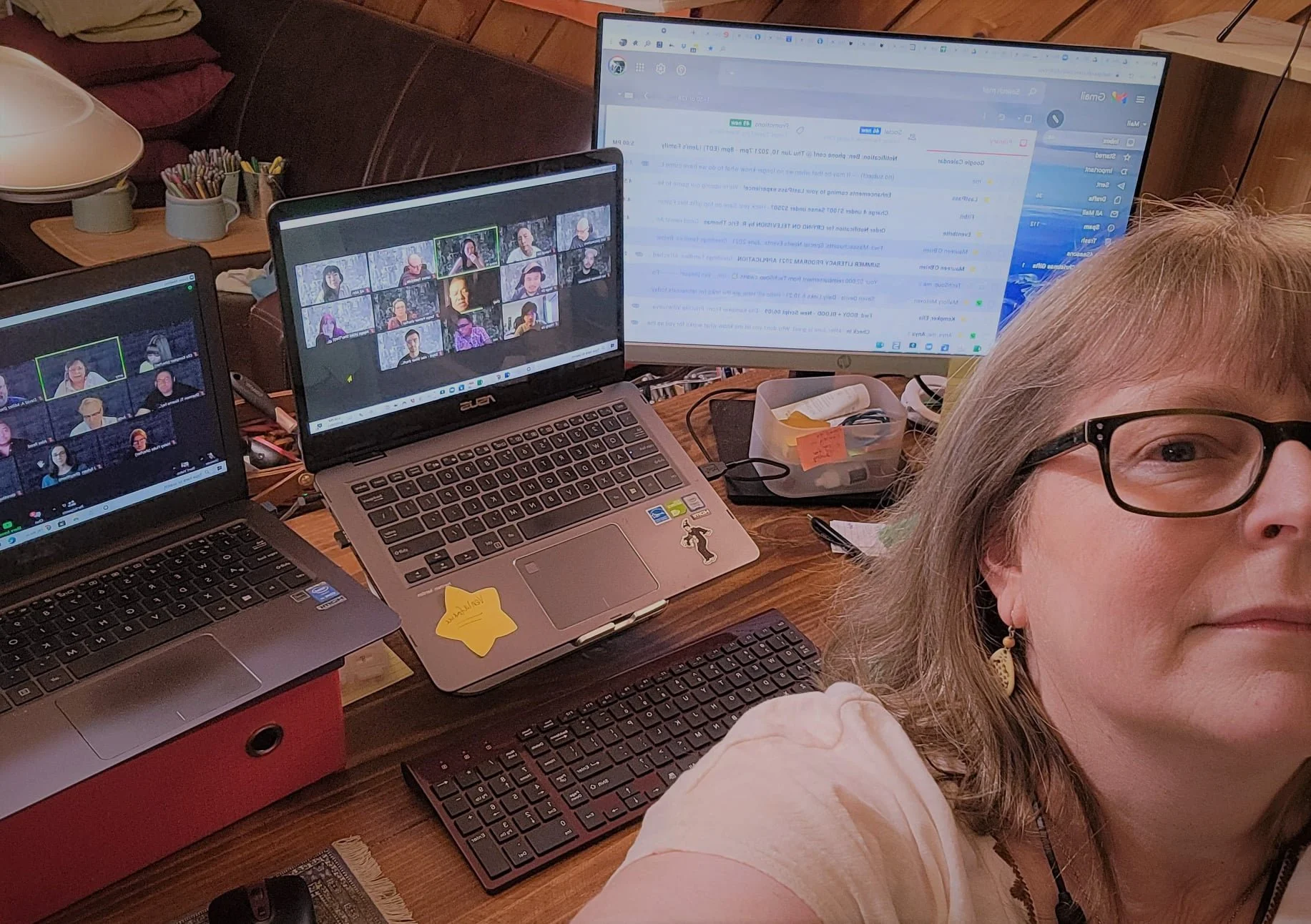 Convid-era Conferencing from my basement, in two rehearsals and replying to emails... multi tasking Heaven (or Hell?)