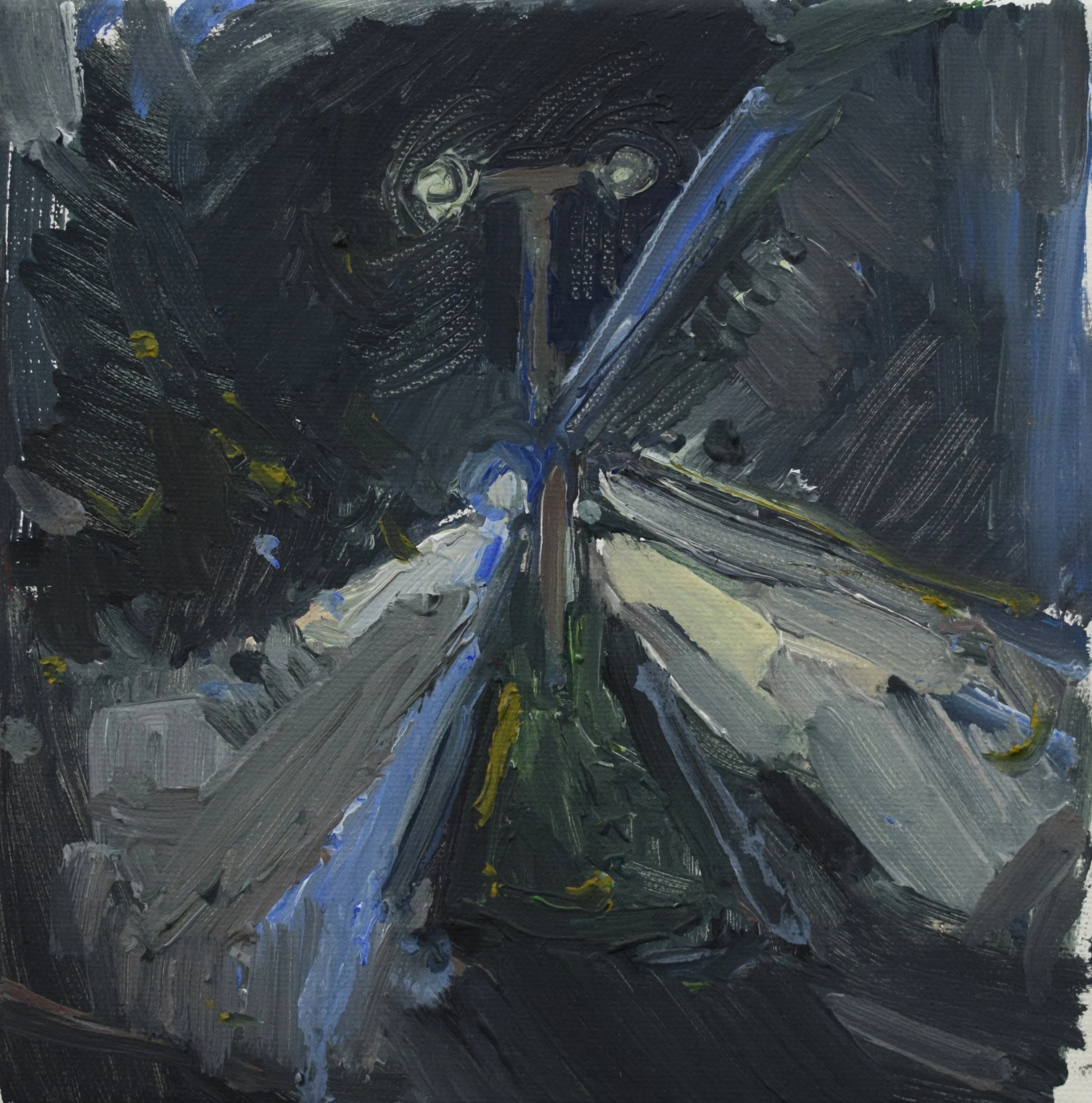 "Untitled Nocturnal", 2026, oils and plastic on canvas, 20 x 20 cm