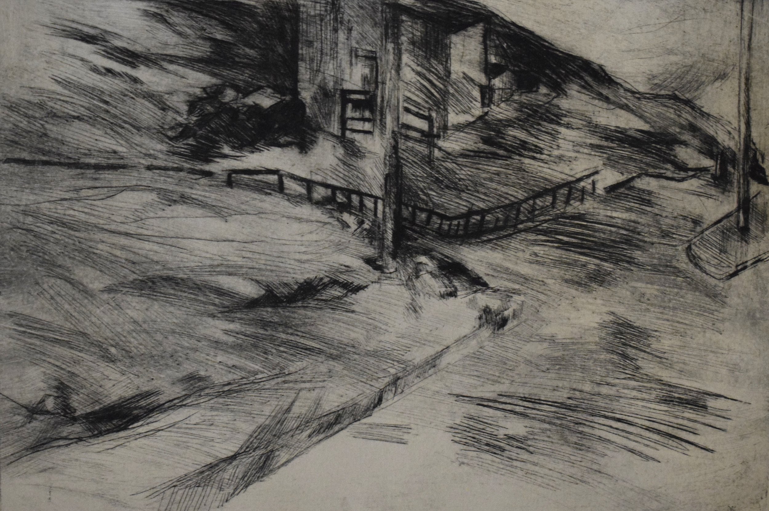 "Wish you were here VII" 2026, Oil ink on paper, Intaglio made with Drypoint, 25 x 35 cm