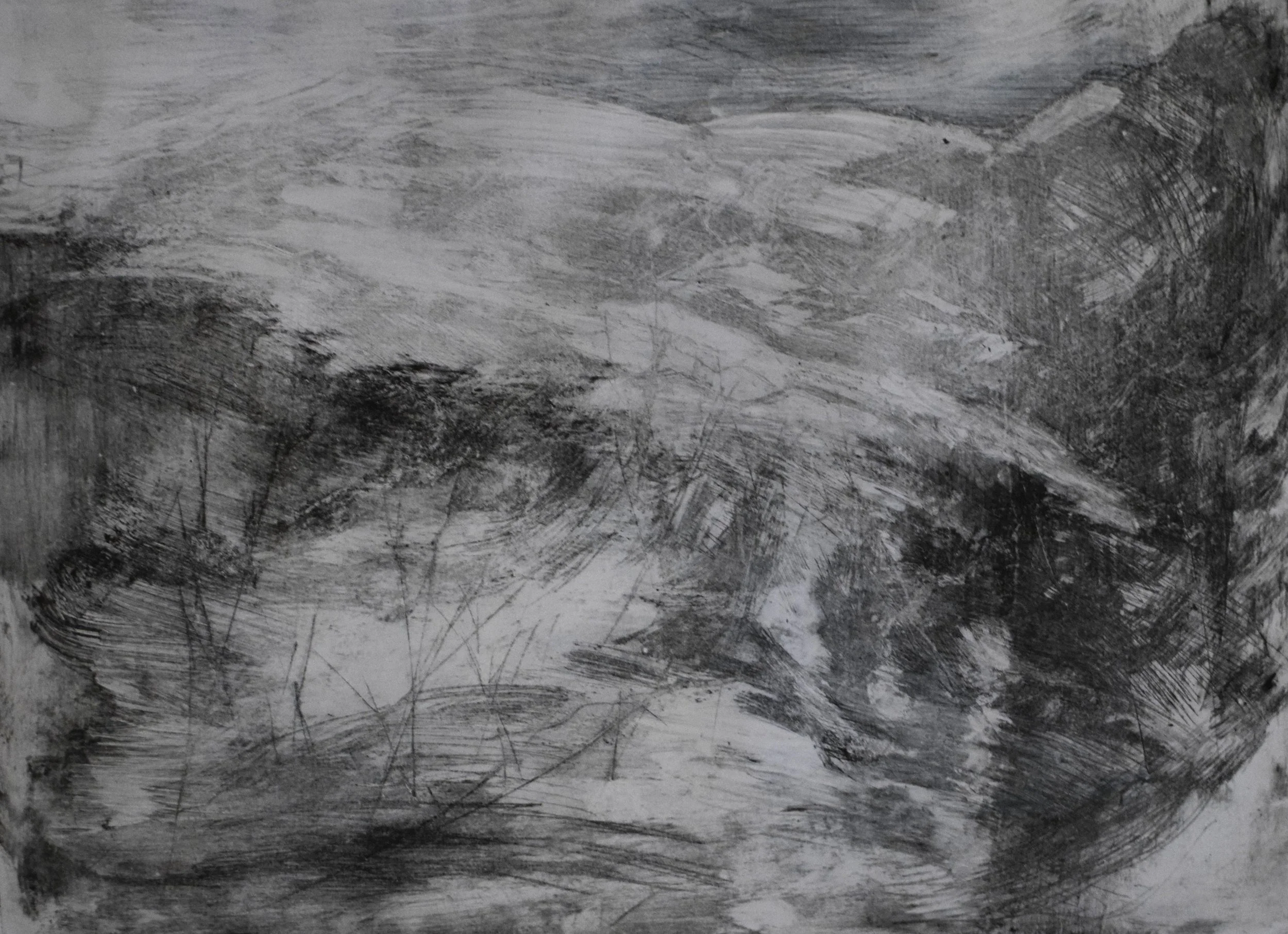 "Wish you were here V" 2026, Oil ink on paper, Intaglio made with Drypoint, 35 x 48 cm
