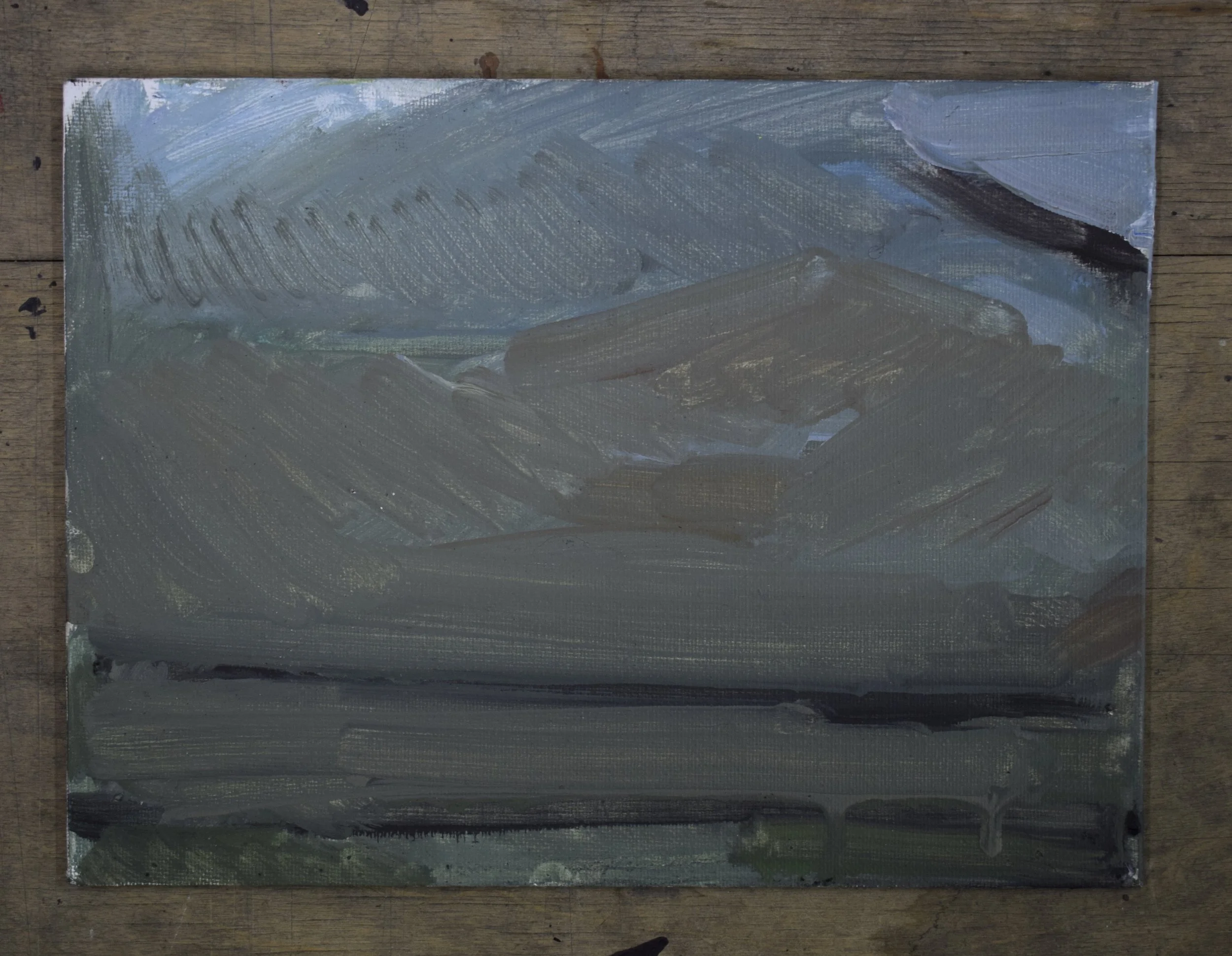 "Sediment", 2026, oils and acrylics on canvas, 20 x 30 cm