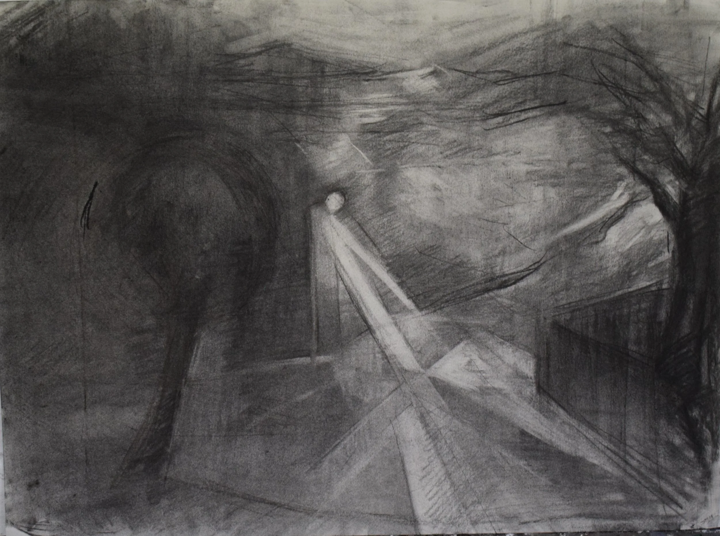 "Nocturnal I " , 2025, Charcoal on paper, 40 x 60 cm