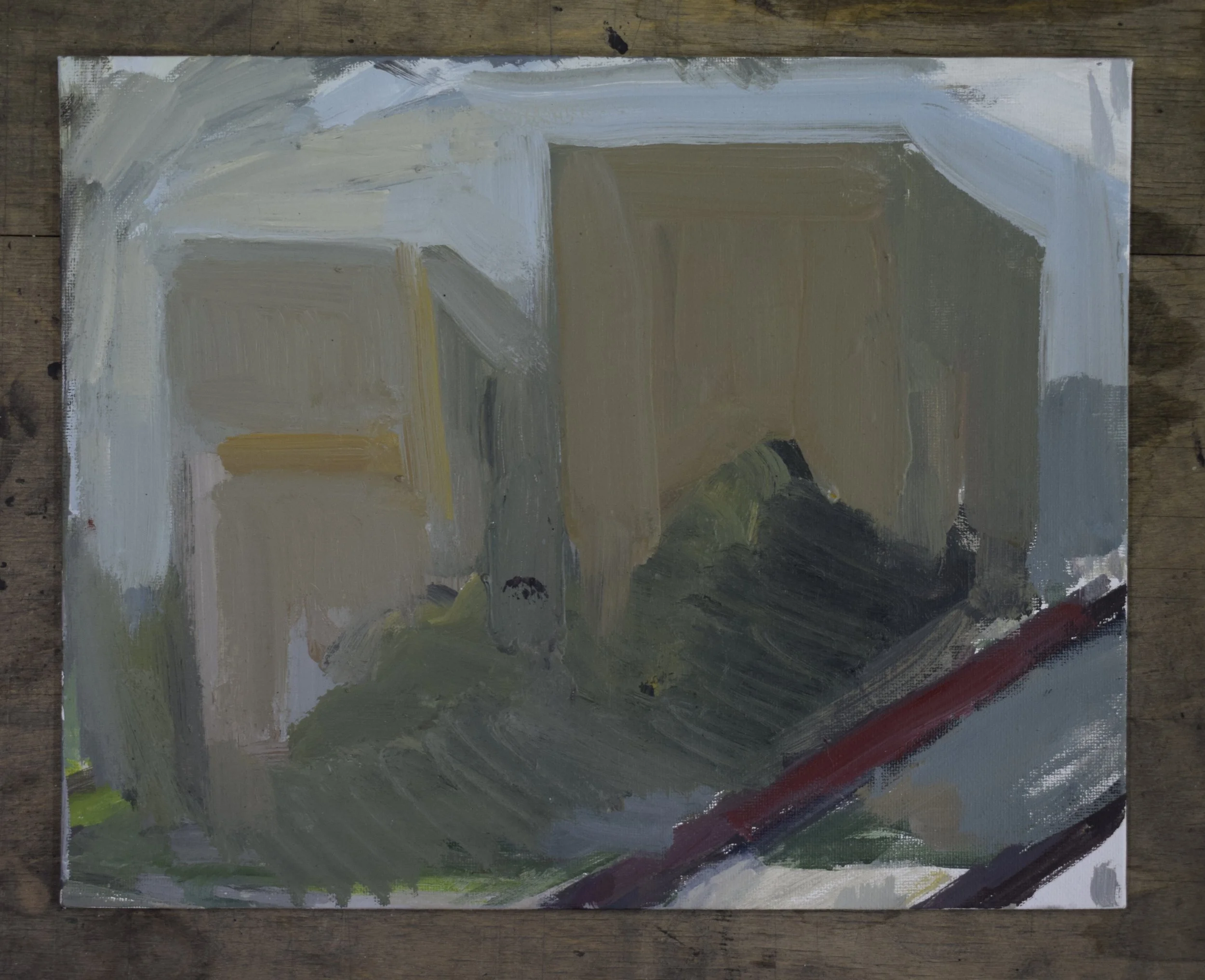 "Sediment" , 2026, oils and plastic on canvas, 20 x 30 cm