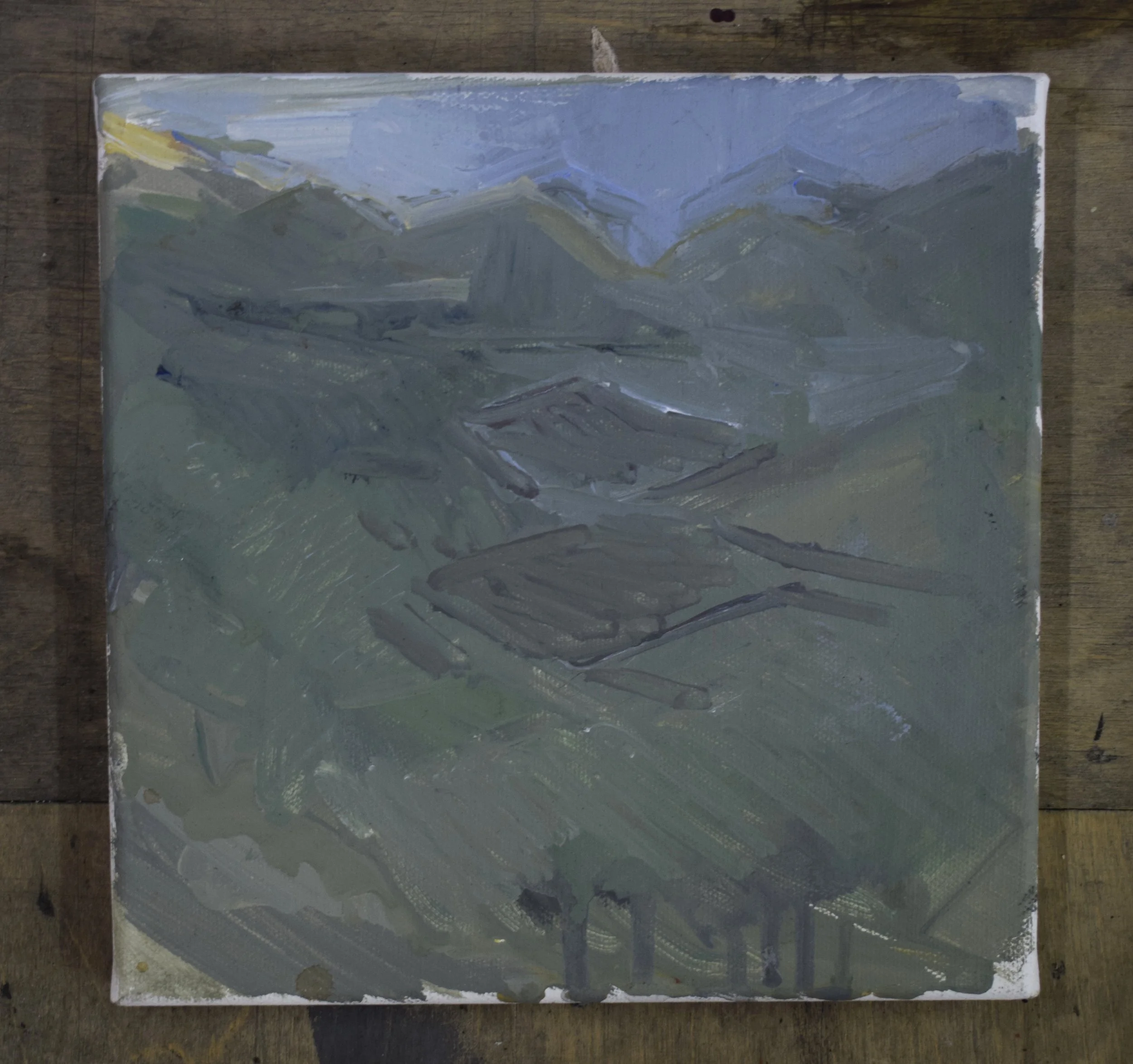 "Sediment", 2026, acrylics and plastic on canvas, 20 x 20 cm