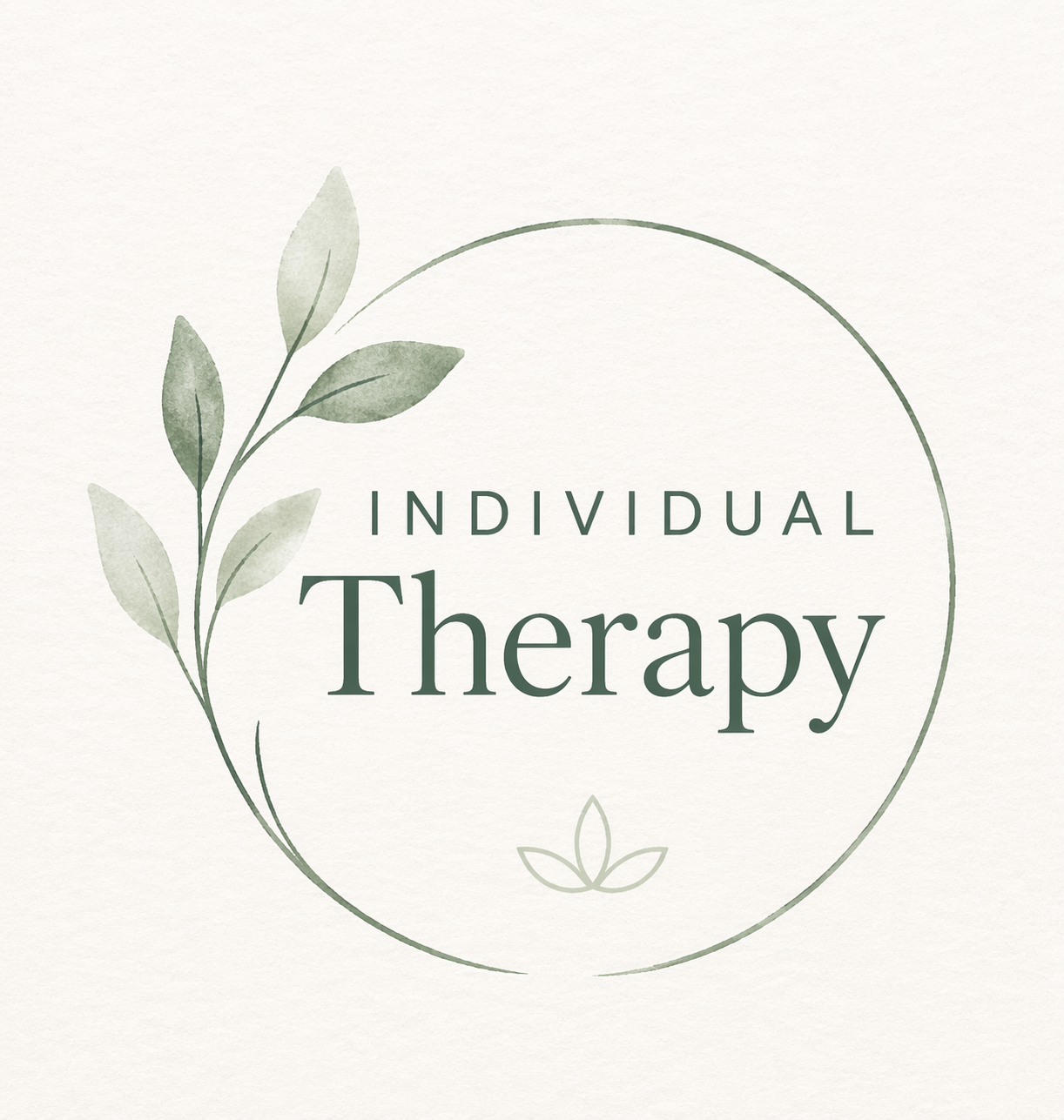 Design for an individual therapy service logo with green leaves and text