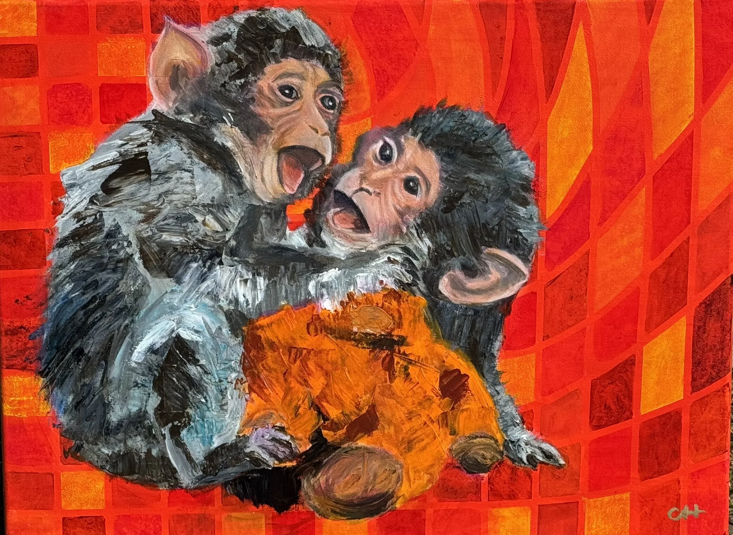 Punch: The Matrix of Consciousness — Play Alters Reality, acrylic on canvas, 2025, explores how the freedom of play alters reality itself.