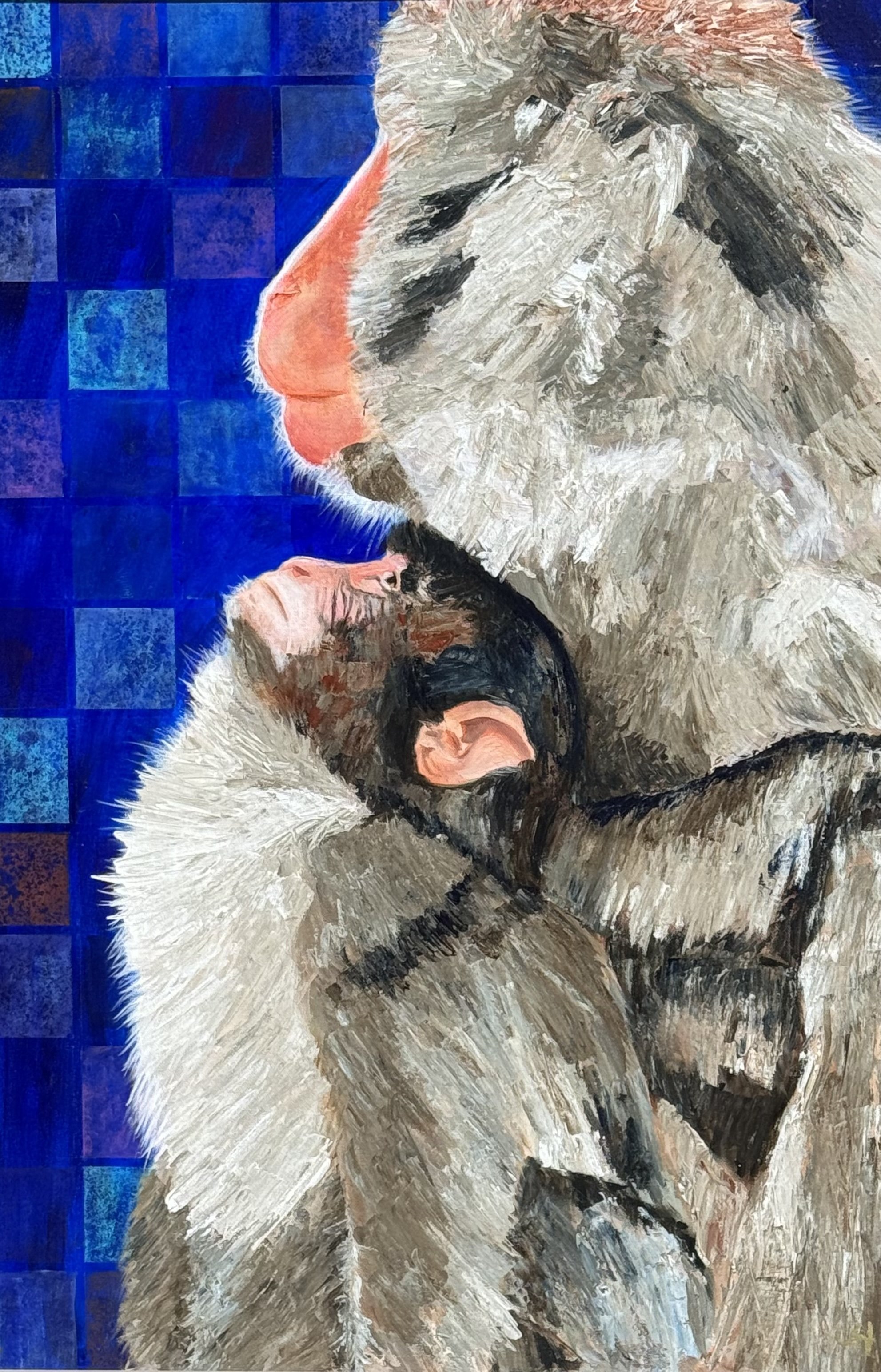 Punch: The Matrix of Consciousness — Am I Doing It Right?, acrylic on canvas, 2025, how the adult-child bond forms the matrix of consciousness.