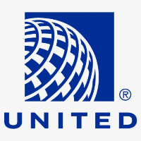 United Airlines logo featuring a stylized globe and the word 'UNITED' in blue