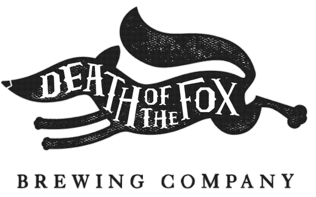 Logo for Death of the Fox Brewing Company featuring a stylized fox silhouette and bold text.