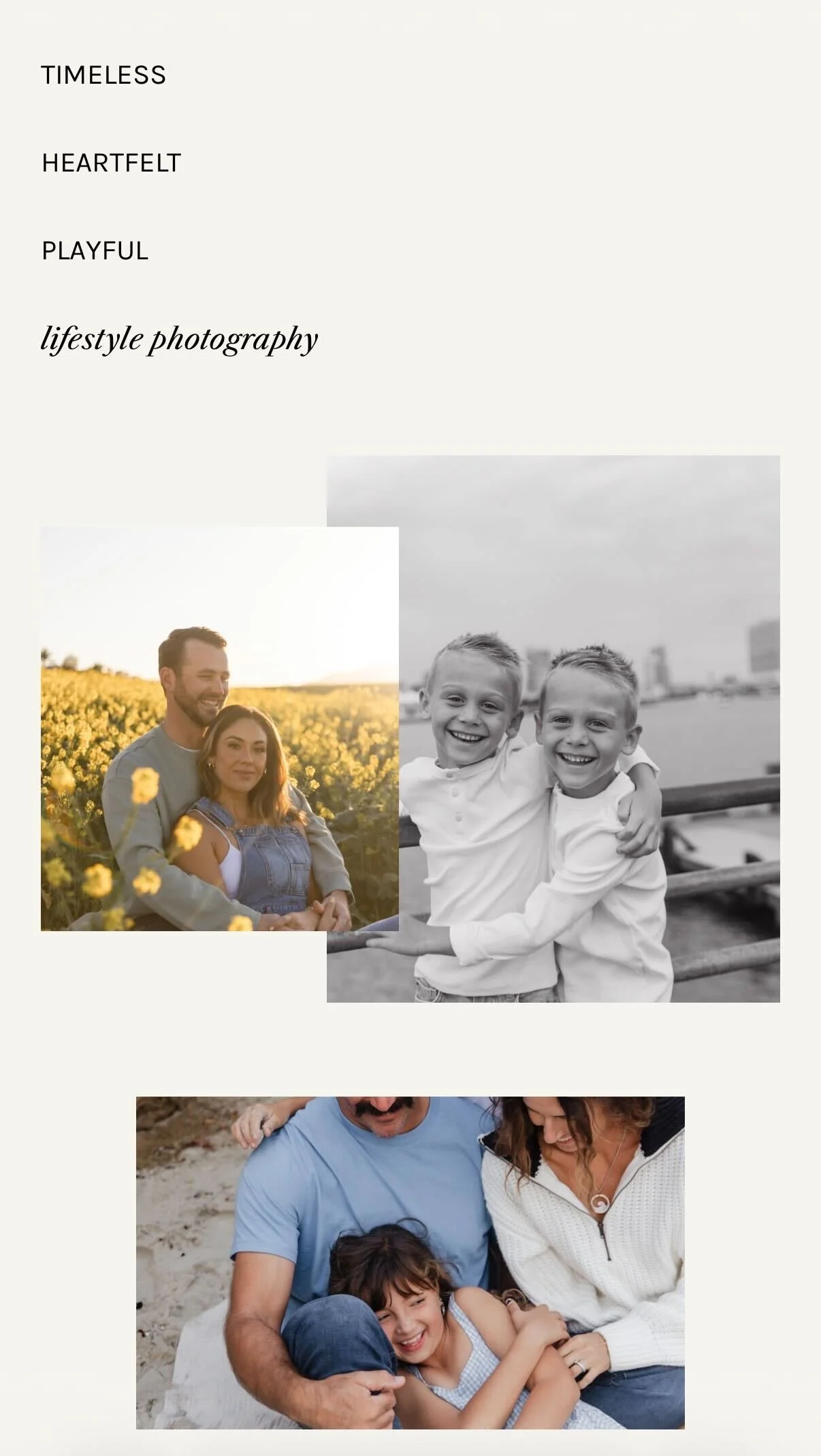 Carrie Simms Photography interior page designed by Addison Design Co — web design for photographers