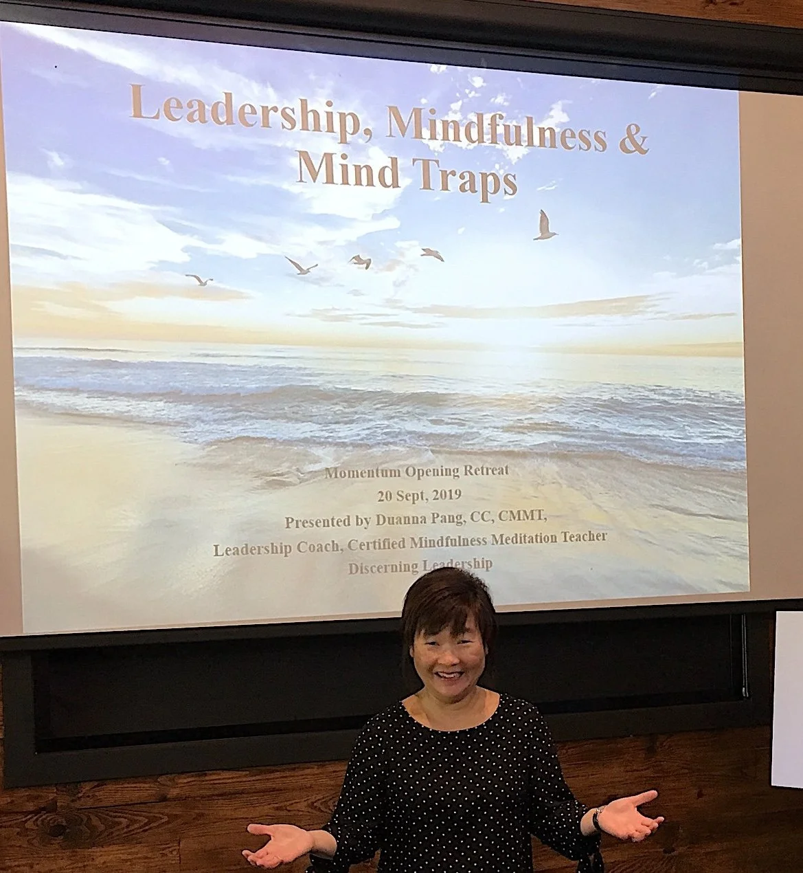 Duanna Pang teaches leadership mindfulness & mind traps at women's leadership retreat