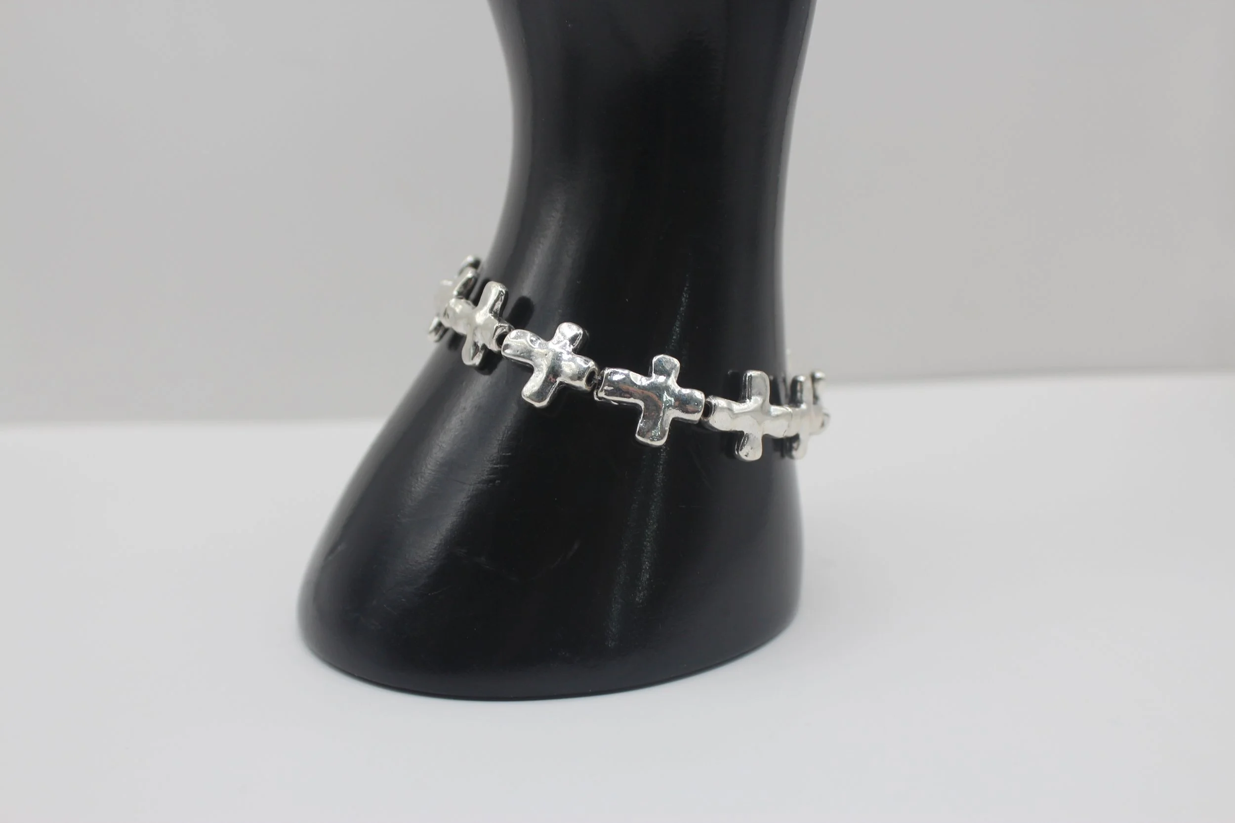 Silver Metal Cross Bracelet