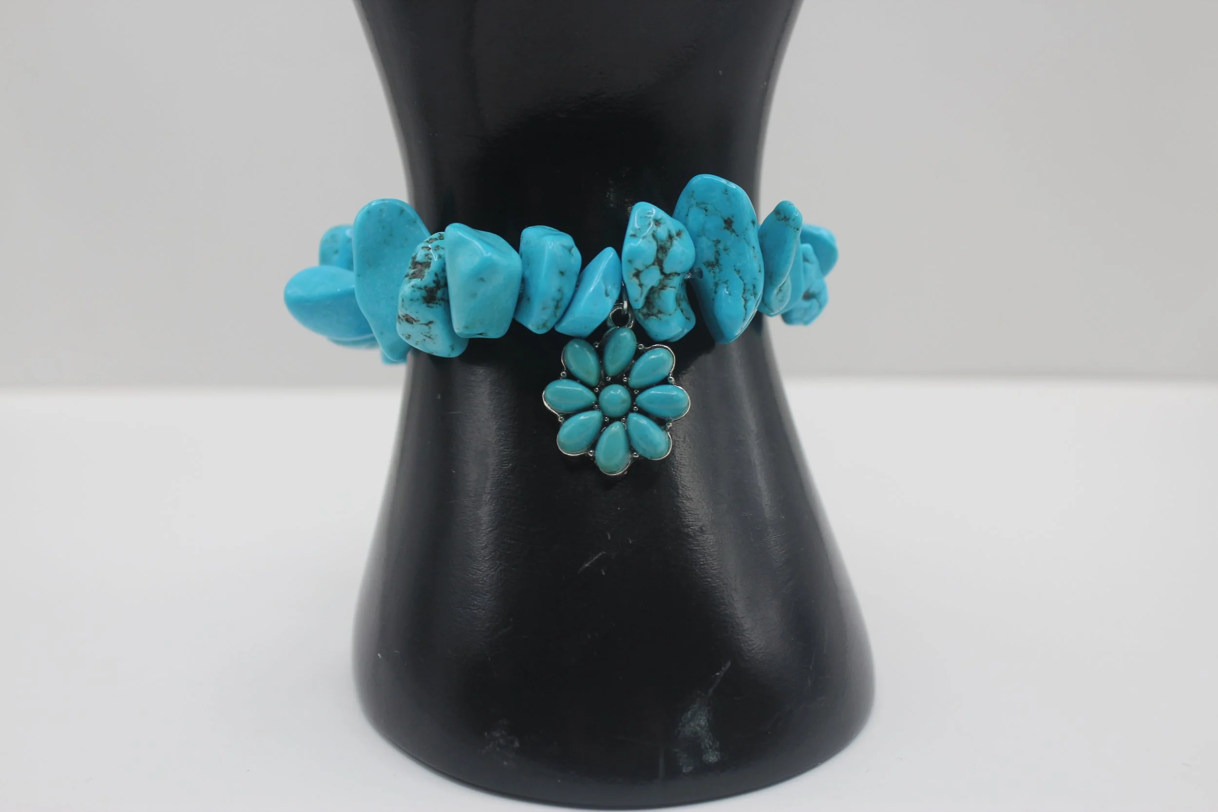Turquoise Flower Charm Bracelet