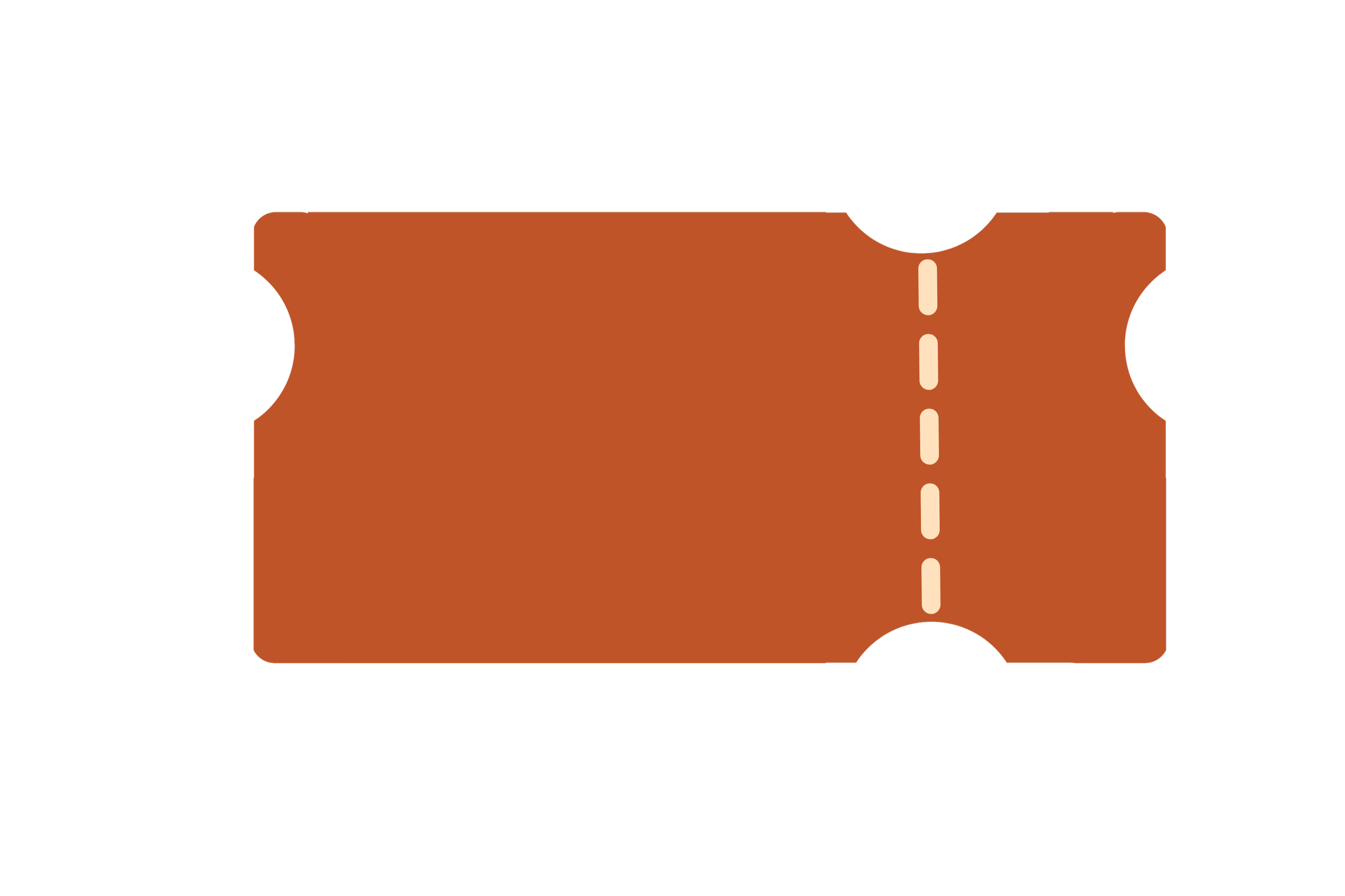 A drawing of a razor blade with a dashed line in the middle to show where to cut.