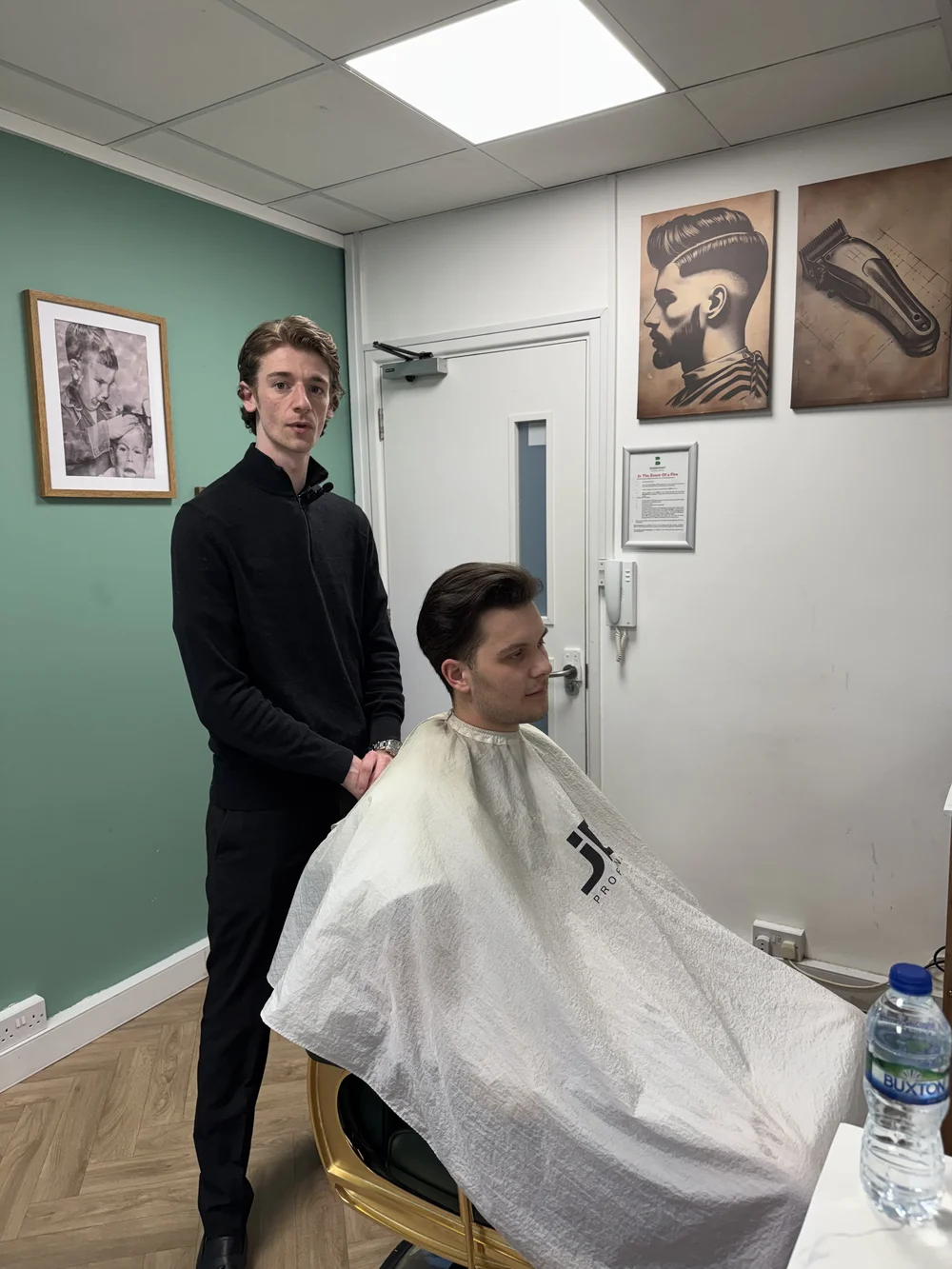 Bover’s Barbers content example showing a barber and customer in the chair