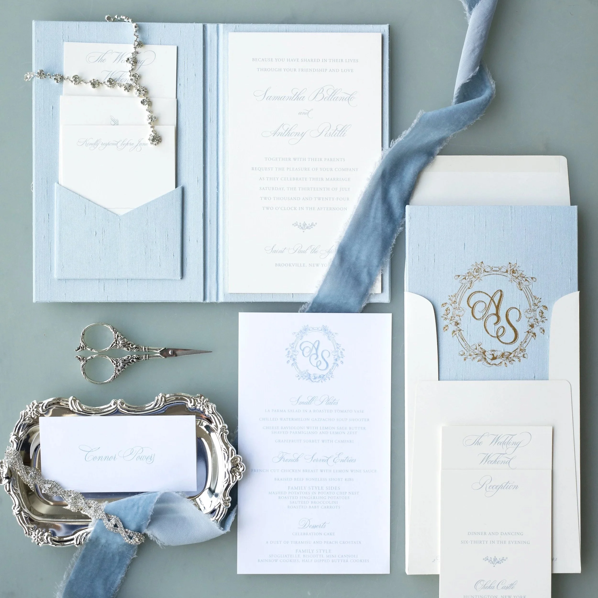 Custom Wedding Suite - Light Blue Silk Folio