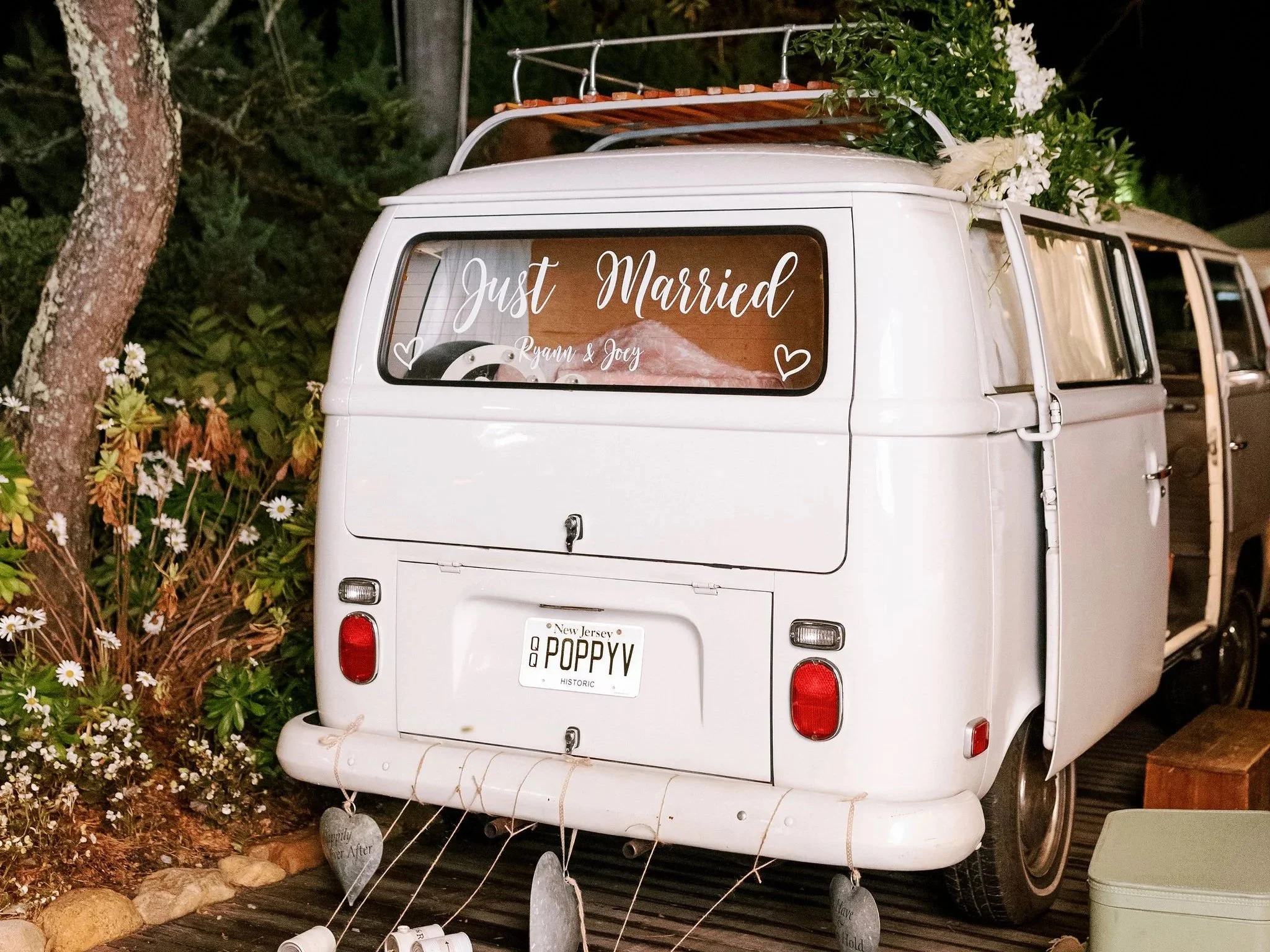 A vintage Volkswagen bus, thoughtfully adorned for the celebration, offered a playful yet nostalgic touch—doubling as a photo booth and creating a memorable experience for guests throughout the evening.