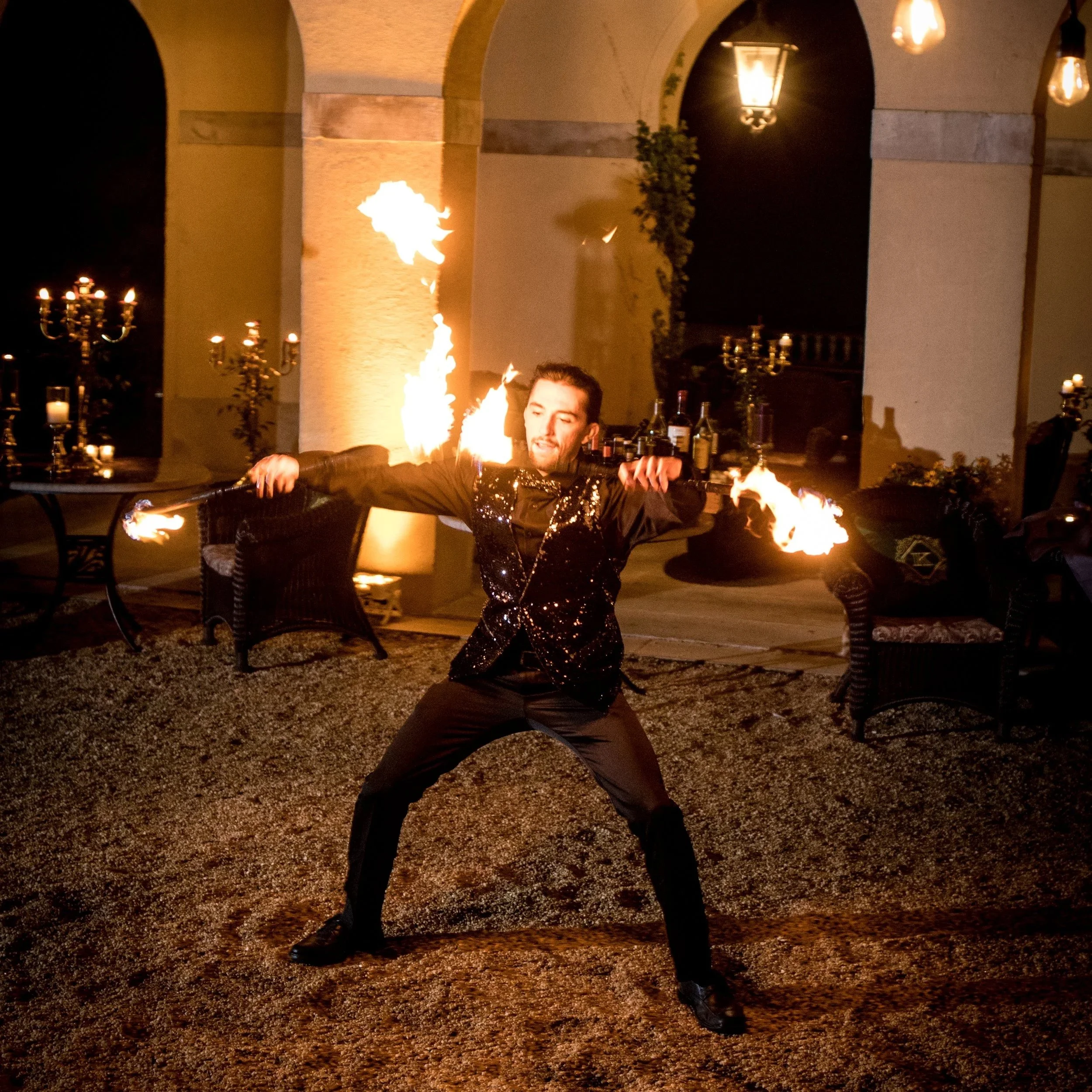 Fire Dancers at Oheka Castle by Karyn Michael Events