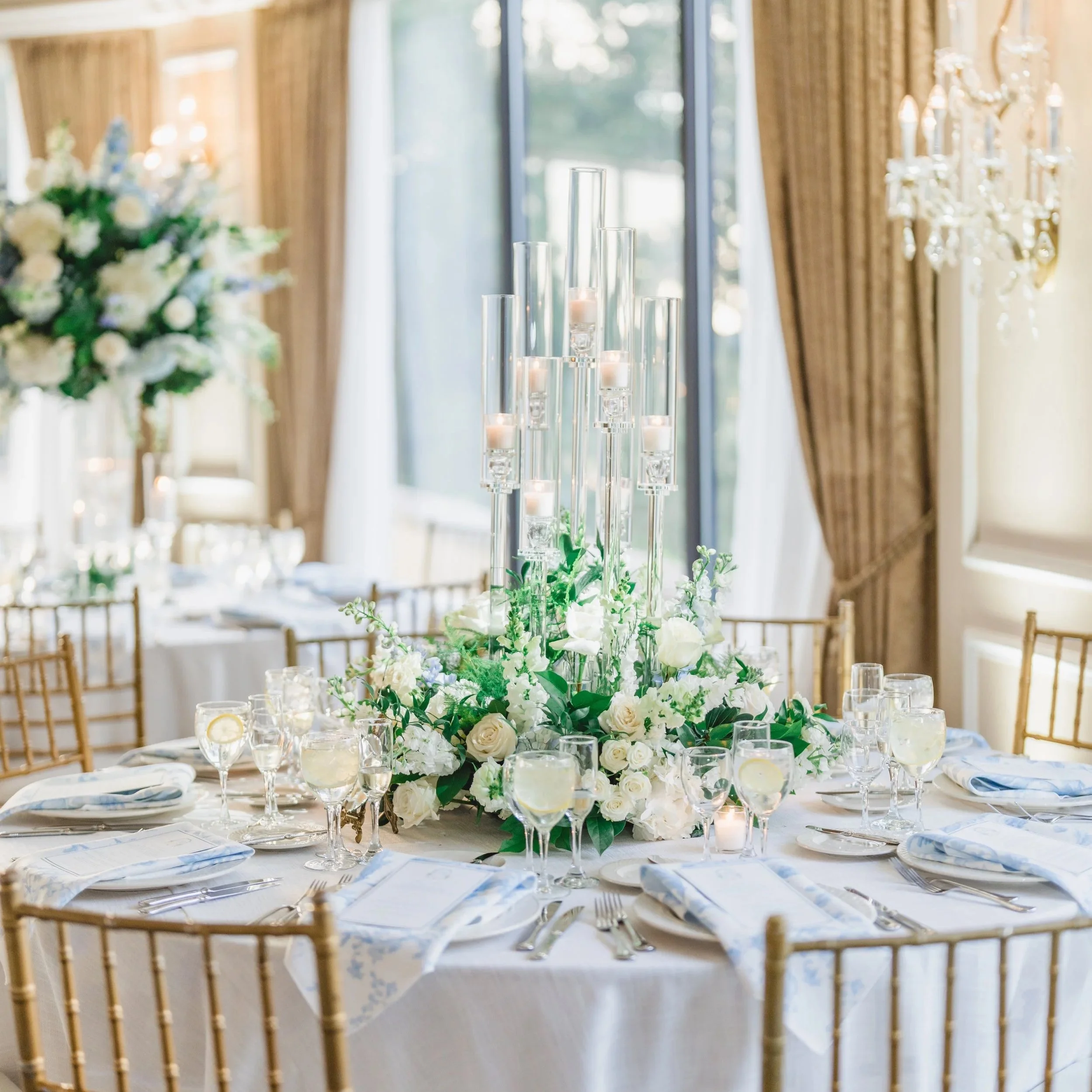 Soft Blue + White Wedding | Oheka Castle