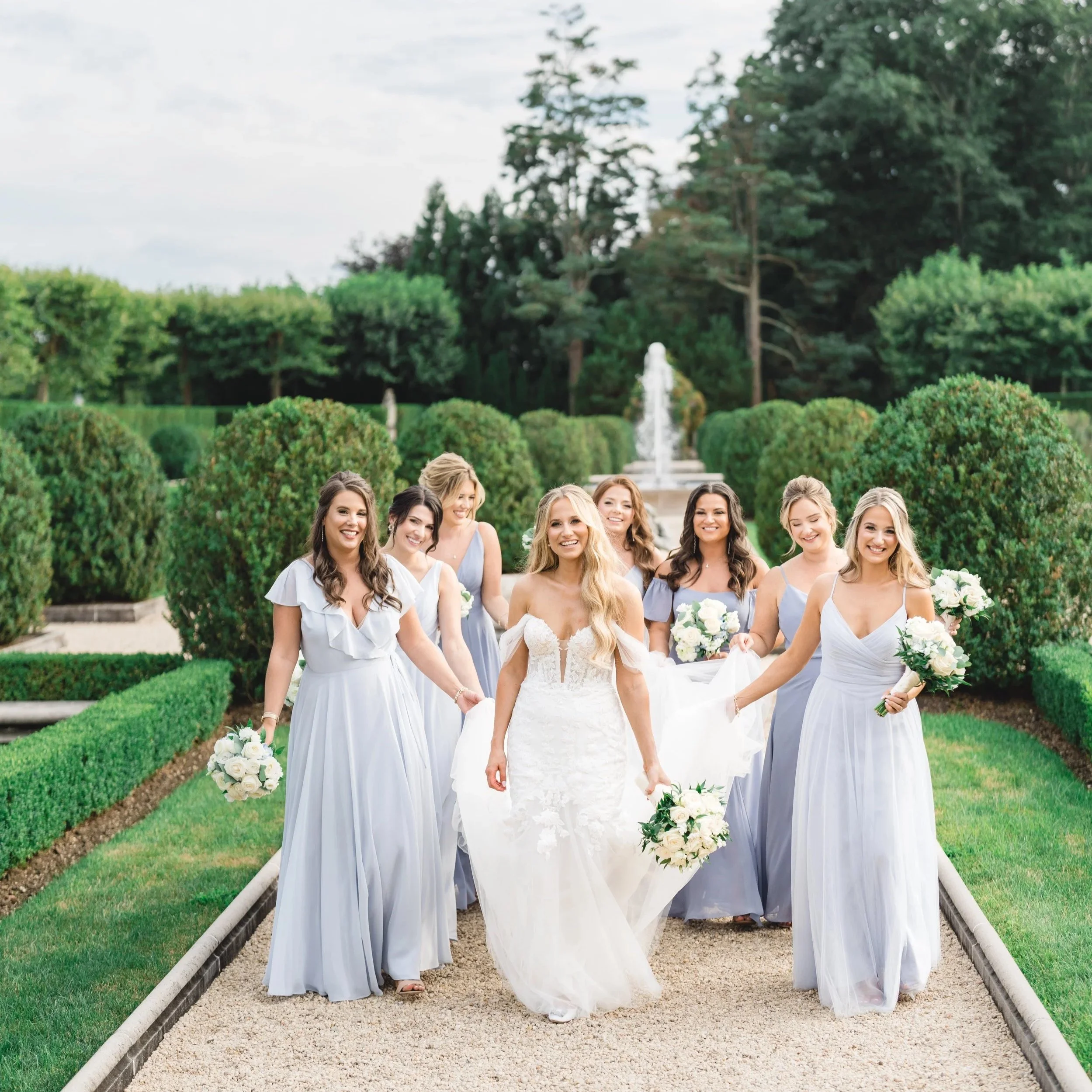 Bridesmaids in the Water Gardens | Oheka Castle