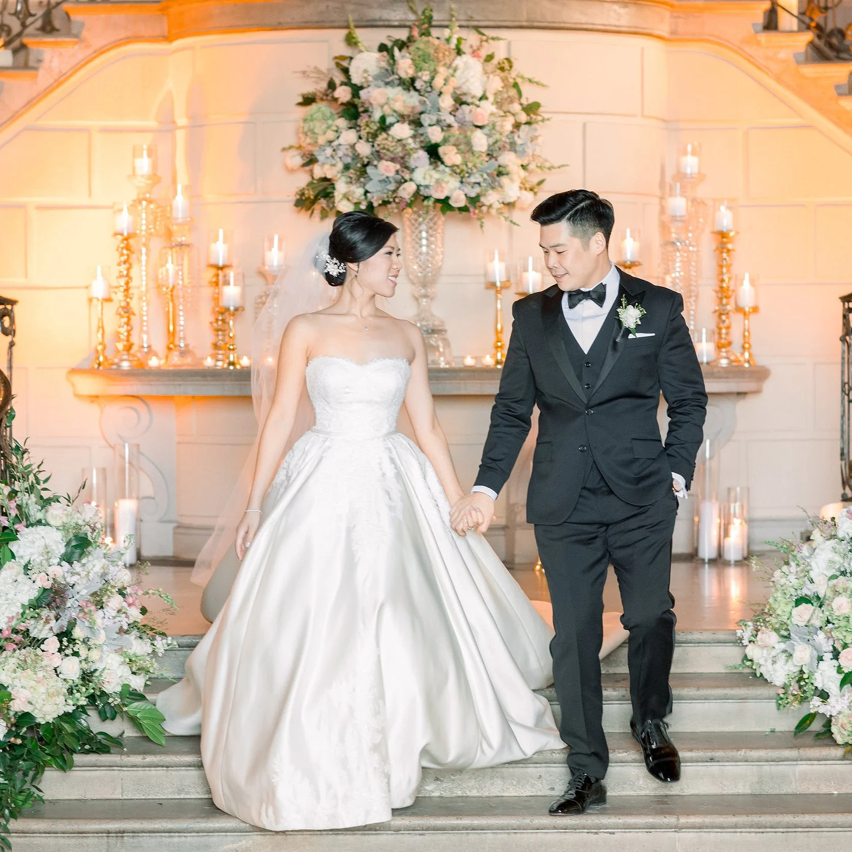 Oheka Castle Grand Staircase Couple Photo 