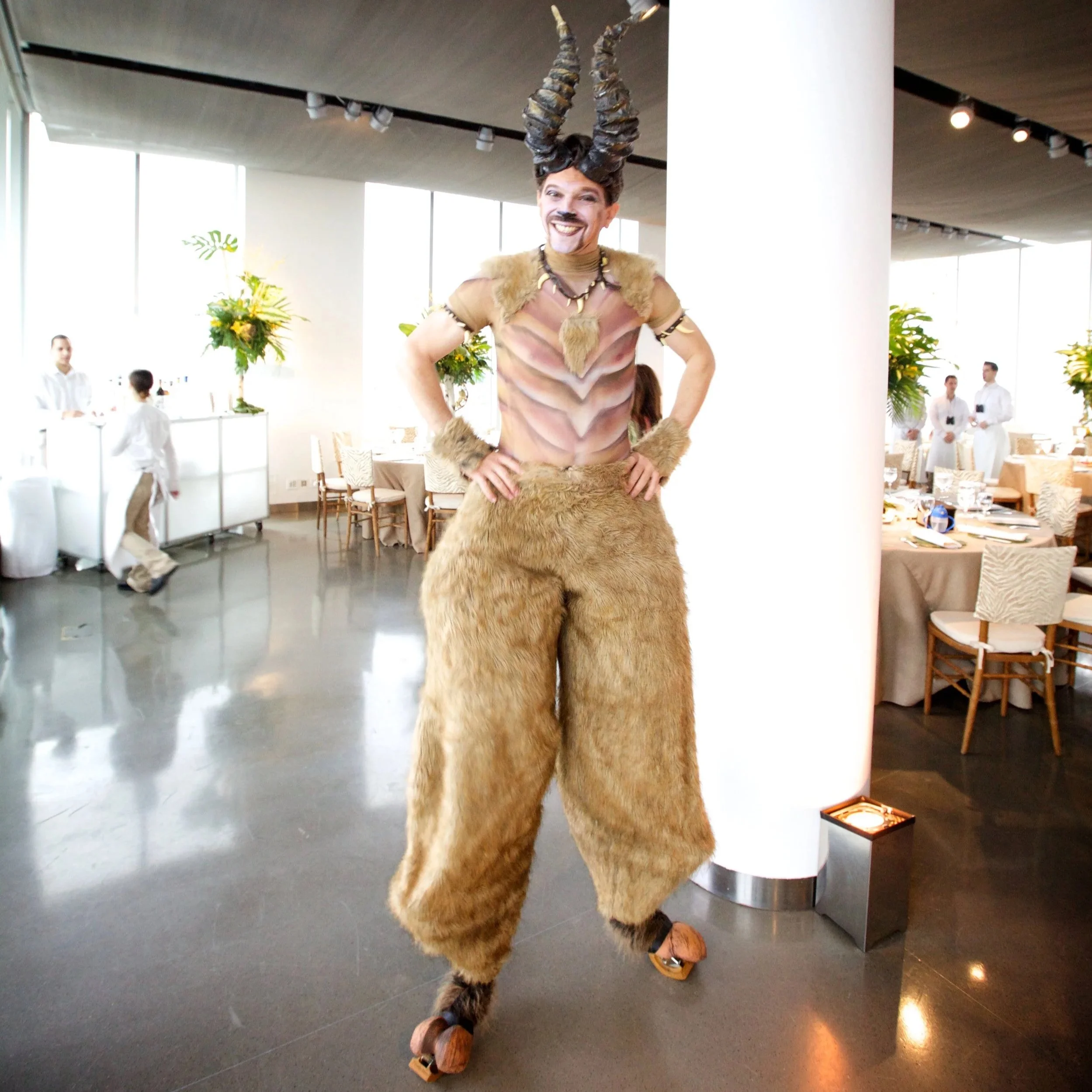 Performer at a jungle themed 1st birthday party at Glasshouses in NYC