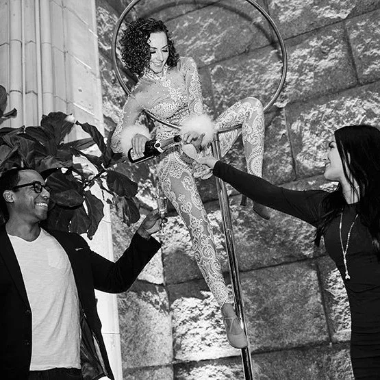 Champagne aerialist for a celebration at Guastavino NYC 