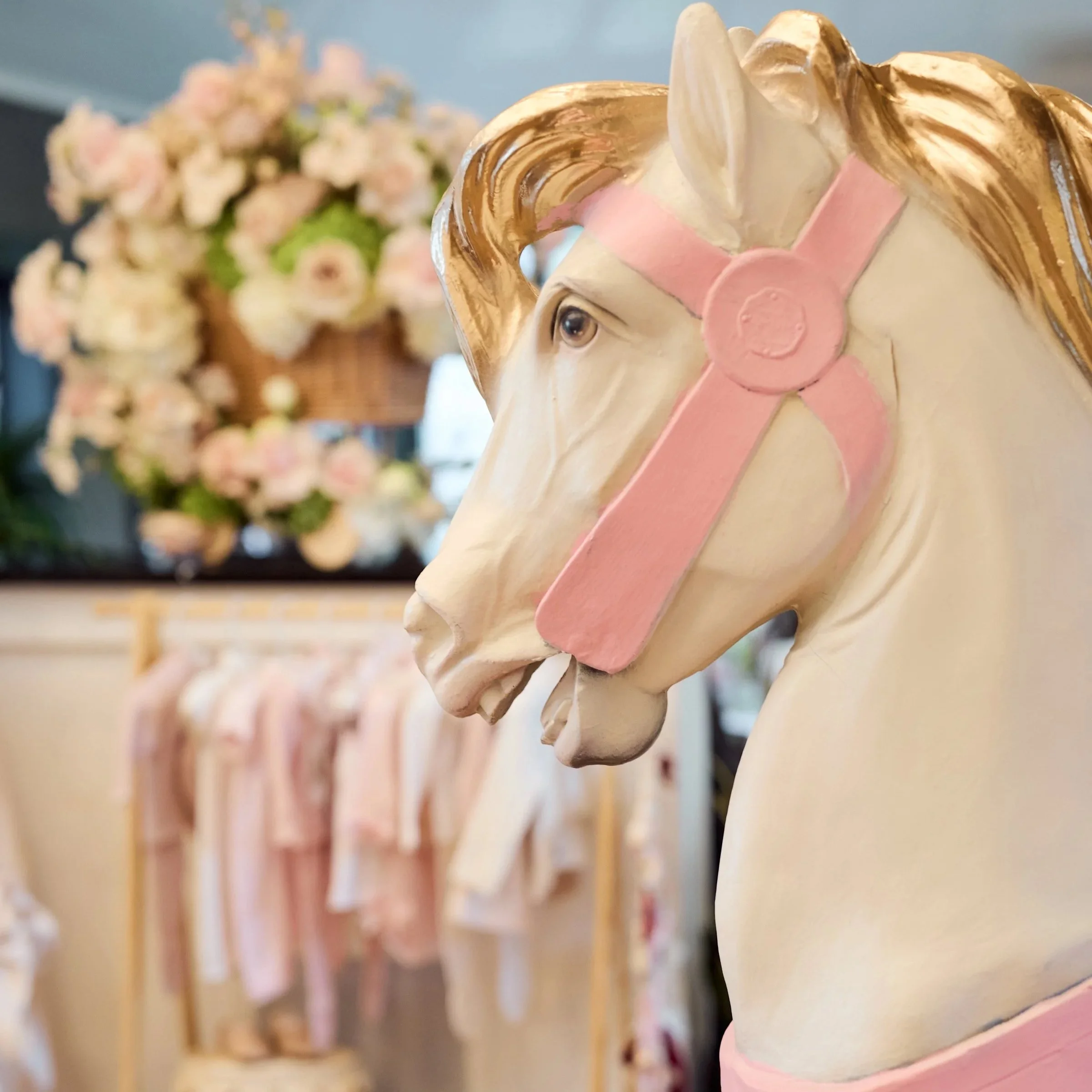 Carousel Horse decor at Lauren’s baby shower centerpieces at Arlo in Northport, NY