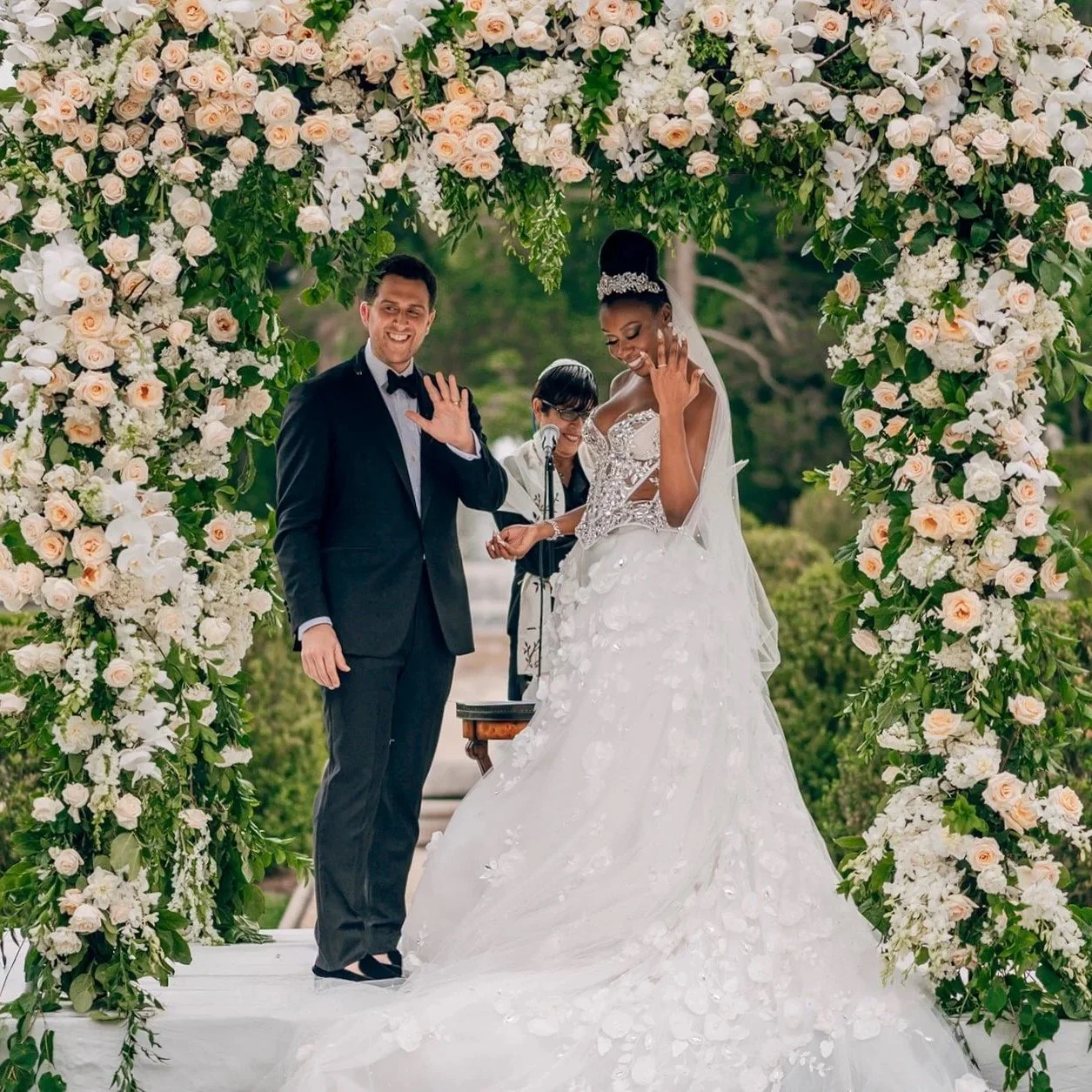 Bride and Groom Wedding Ceremony Portrait, Oheka Castle