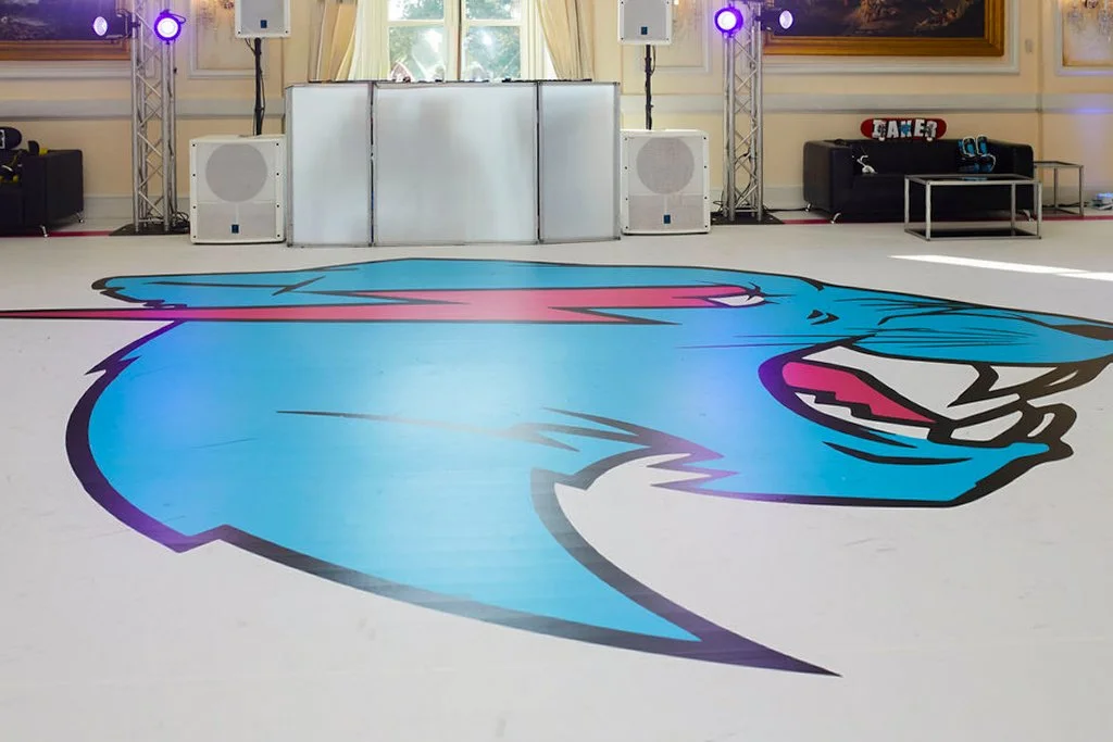 Mr. Beast logo wrapped dance-floor at Oheka Castle
