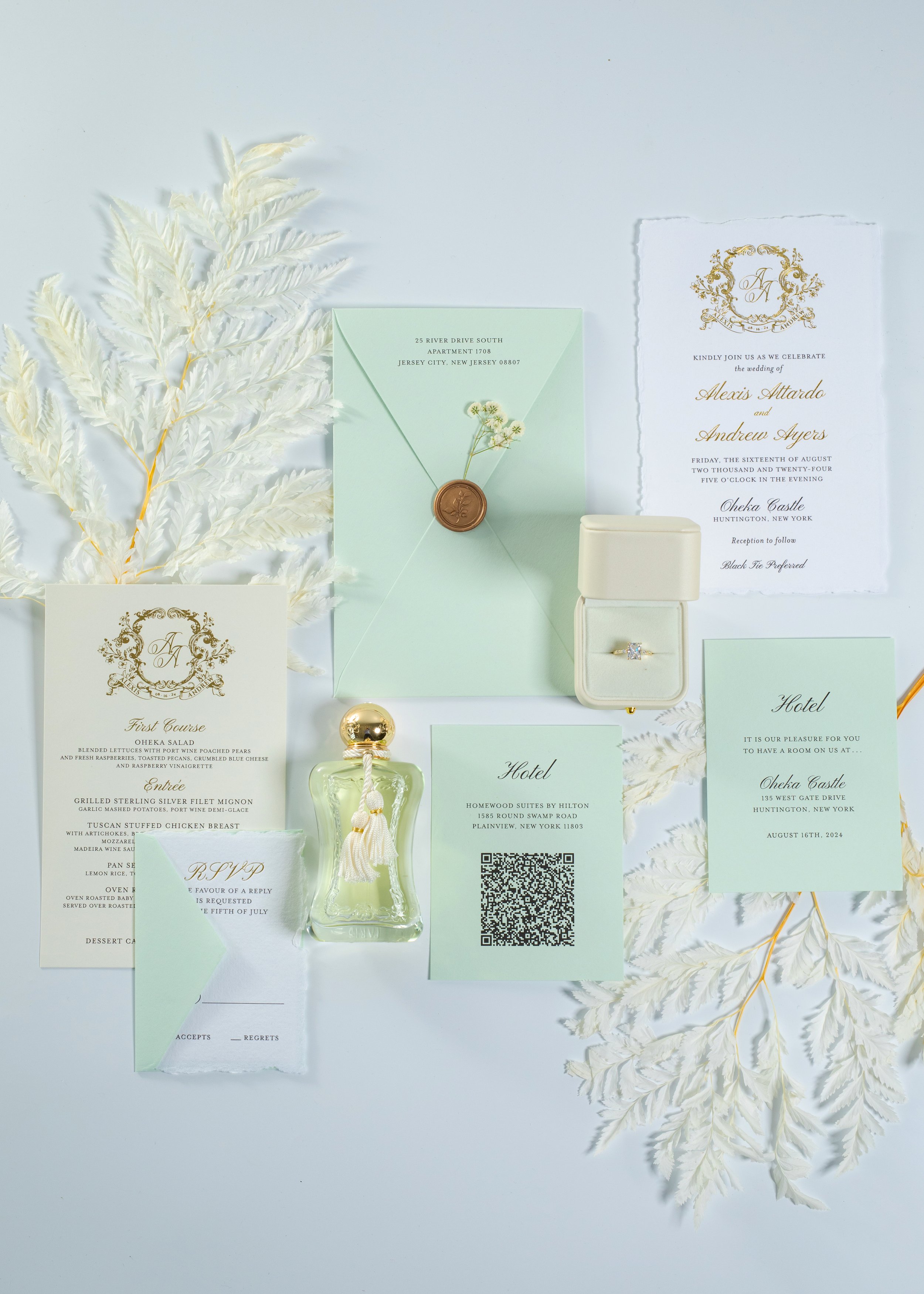 Pale Green + Gold Foil Wedding Invitation Suite | Karyn Michael Events