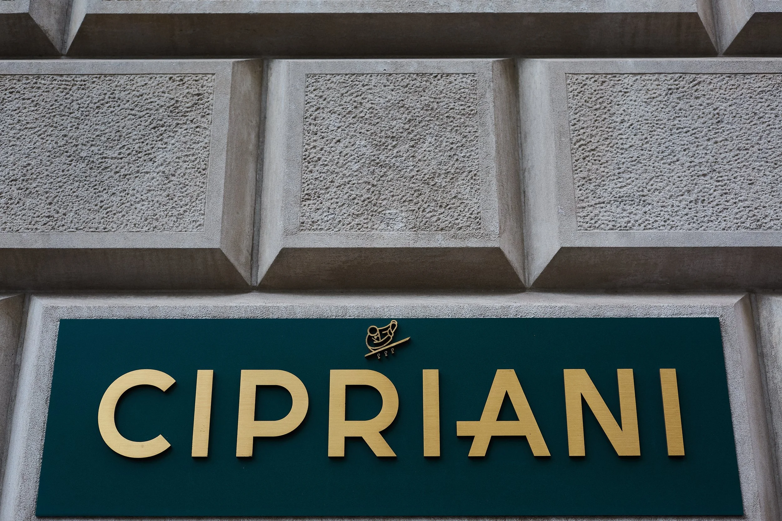 Cipriani Wall Street exterior sign on the historic facade in New York City — a refined architectural detail that signals the timeless elegance and prestige of this iconic downtown venue.