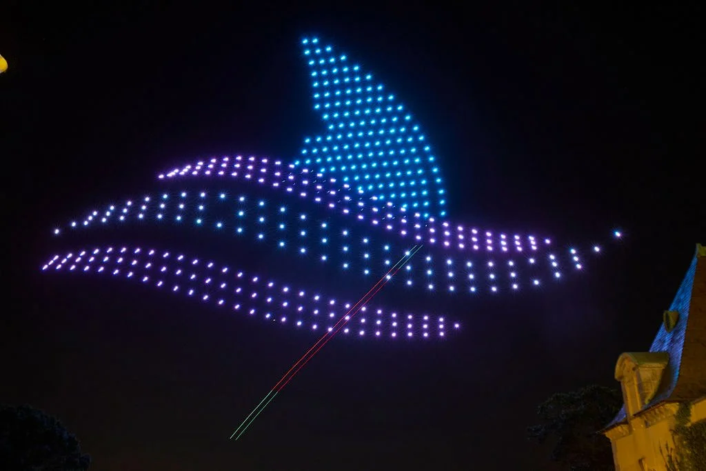 MrBeast drone show at Oheka Castle