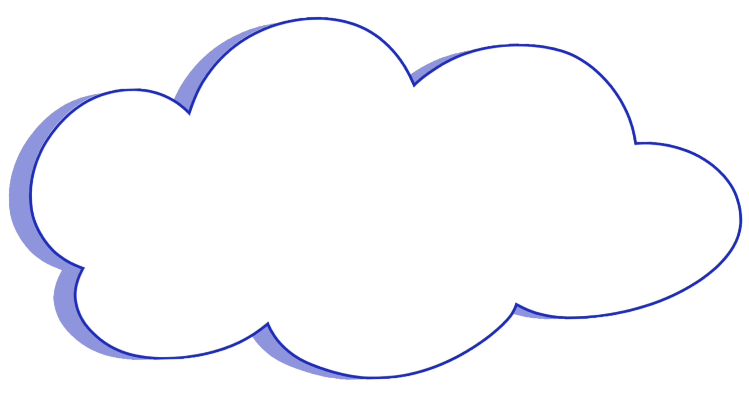 Empty white speech bubble with a dark blue outline and pink background.
