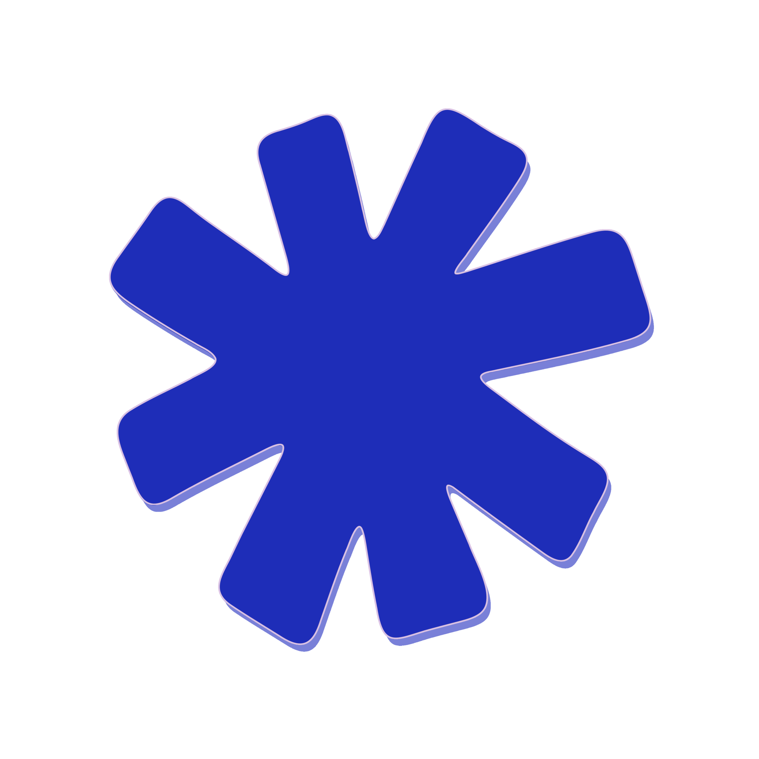 Digital illustration of a hand in a blue shade with stylized fingertips, set against a black background.