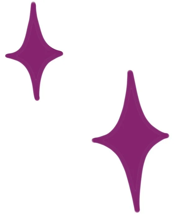 Deux formes étoilées violettes sur un fond blanc.