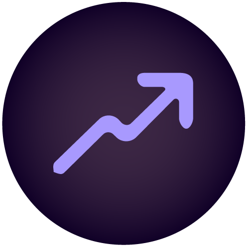 An upward trending arrow symbol on a dark background.