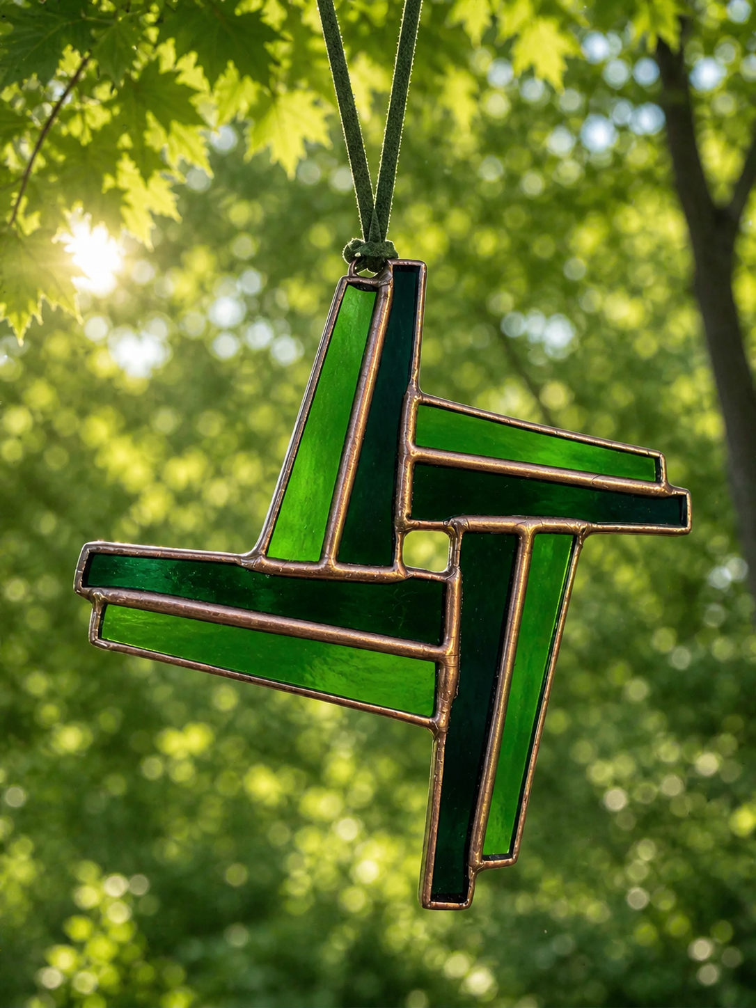 Handmade Stained Glass St. Brigid's Cross Suncatcher