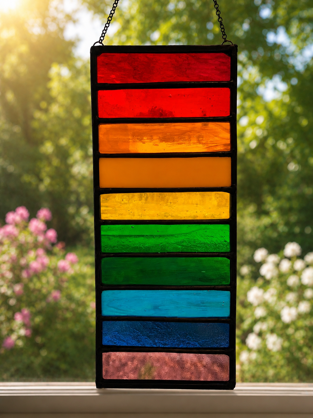 Handmade Stained Glass Rainbow Panel Suncatcher
