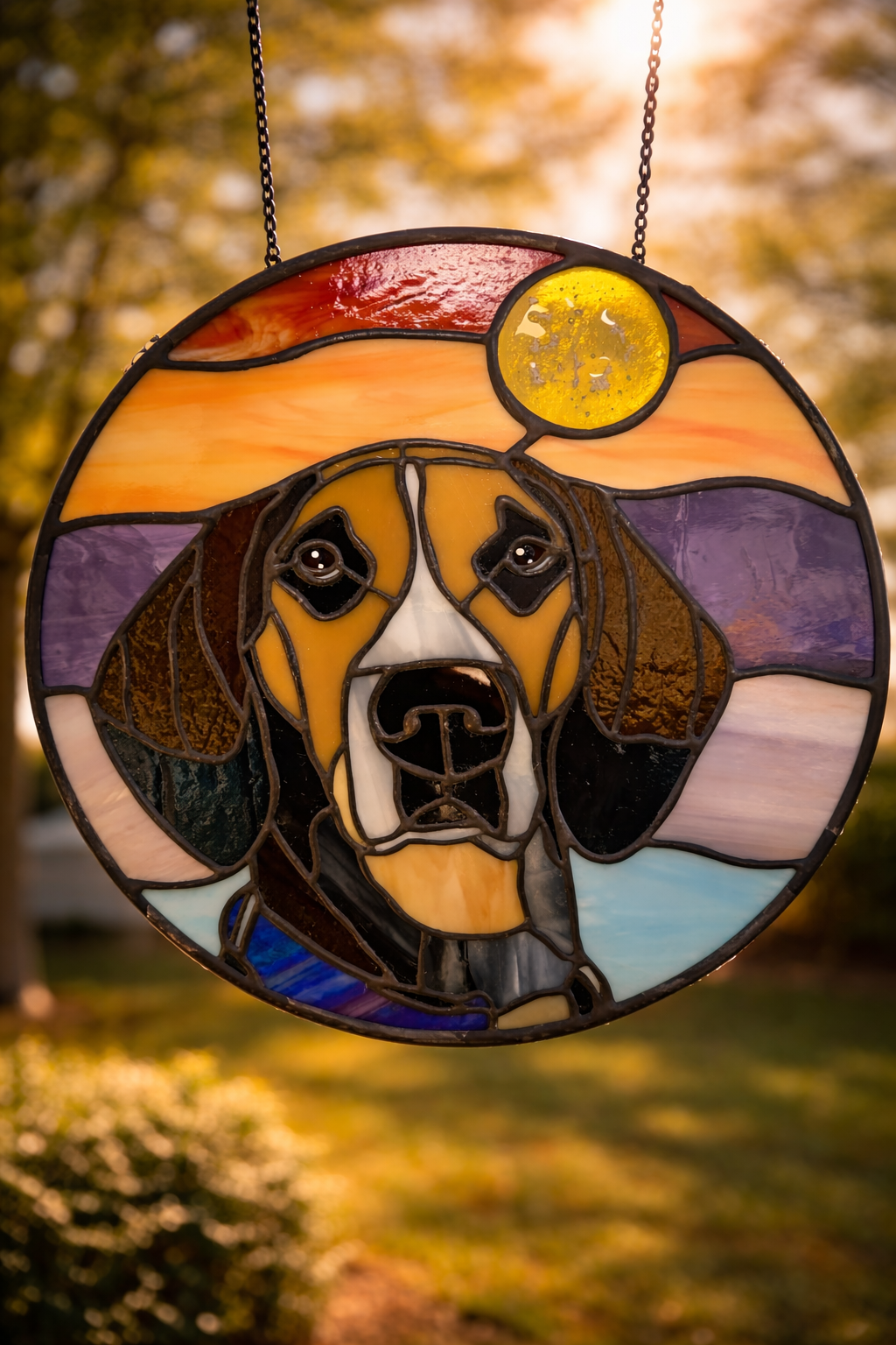 Custom Stained Glass Pet Memorial Portrait with Ashes Infused