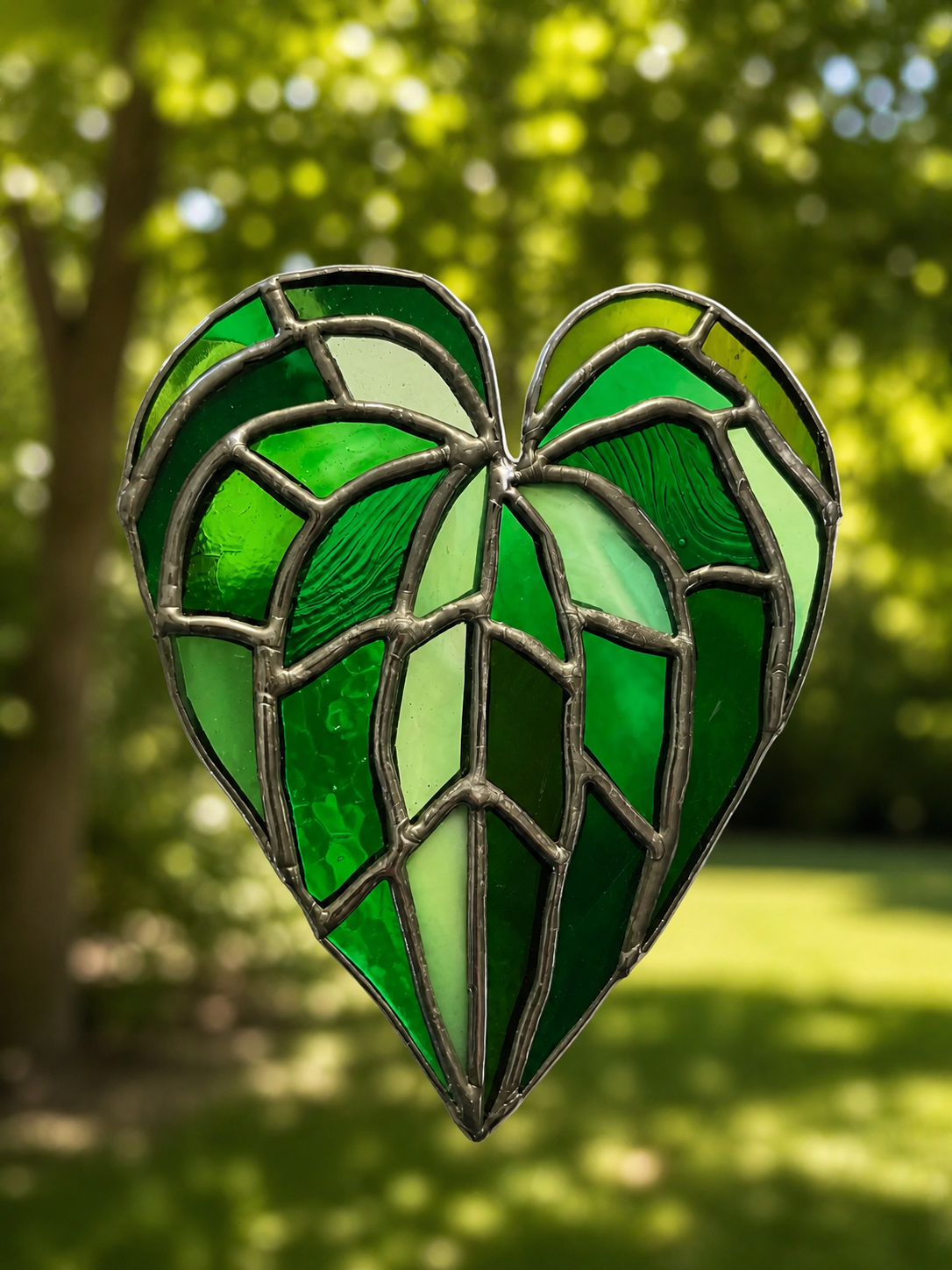 Handmade Stained Glass Anthurium Radicans Leaf Suncatcher